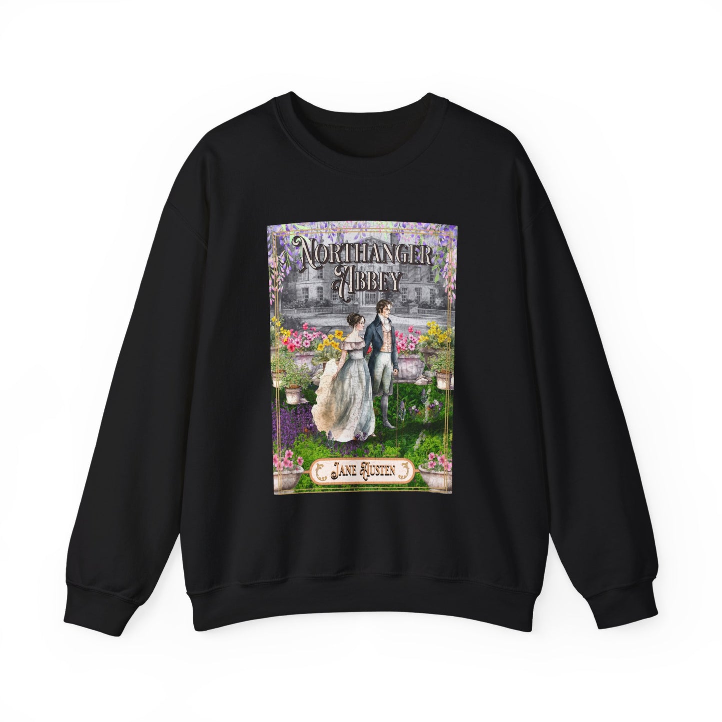 Jane Austen Sweatshirt, Northanger Abbey Historical Romance Sweater, Bookish Literary Jane Austen Fan Art Gift, Gift for Her, Bookclub Shirt Sweatshirt Printify S Black