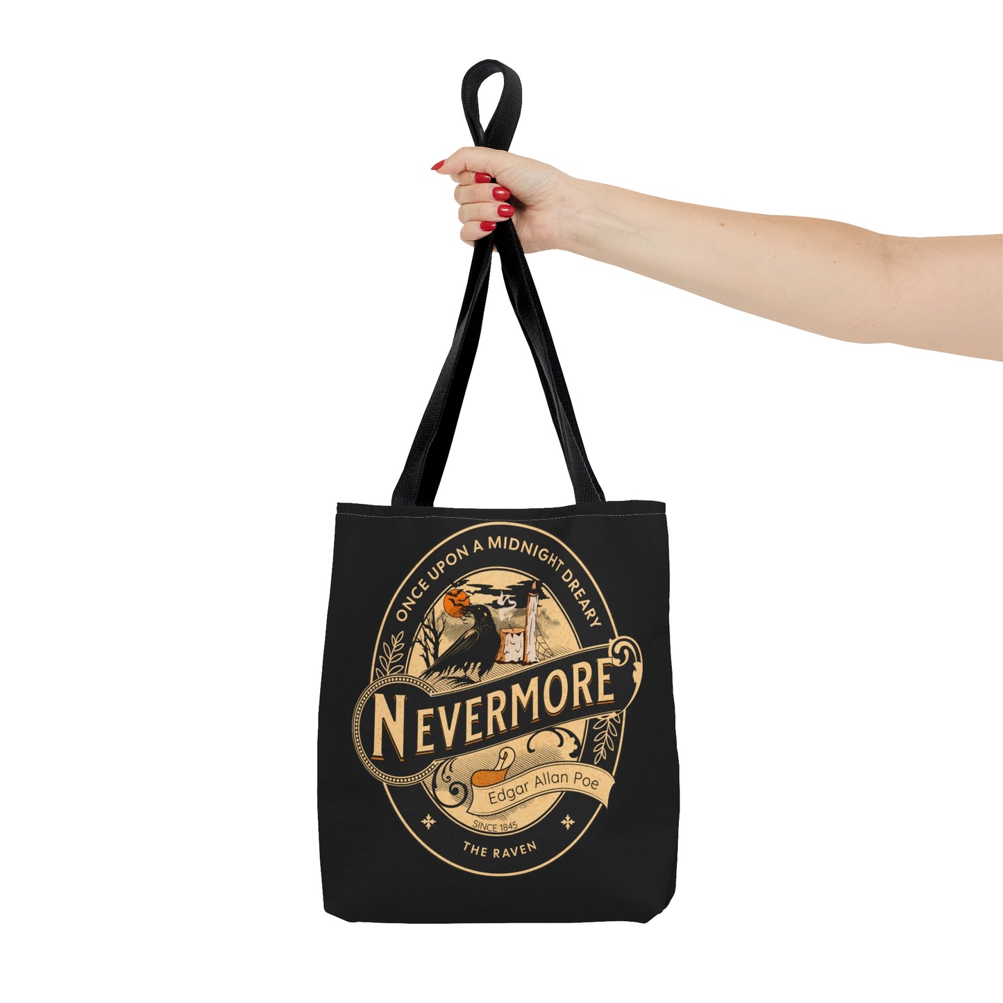 Edgar Allan Poe Tote Bag, The Raven Vintage Poetry Lover Shoulder Bag, Dark Academia, Literary, Bookish, Bookclub Gift, Fall Autumn Gift Bags Printify