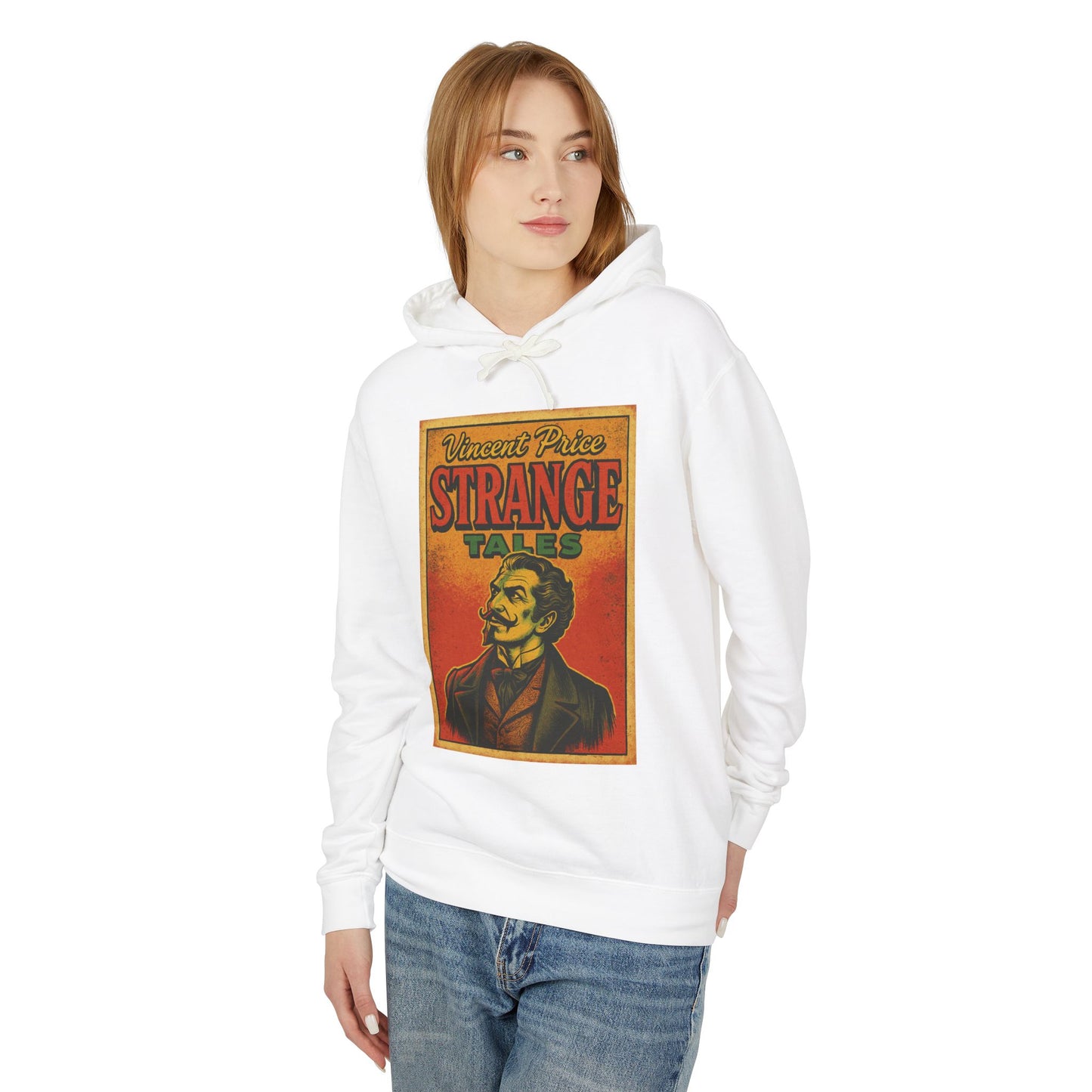 Vincent Price Vintage Strange Tales Hoodie, Unisex Lightweight Sweatshirt, Retro Graphic Outerwear, Gift for Readers, Fall Fashion Hoodie Printify