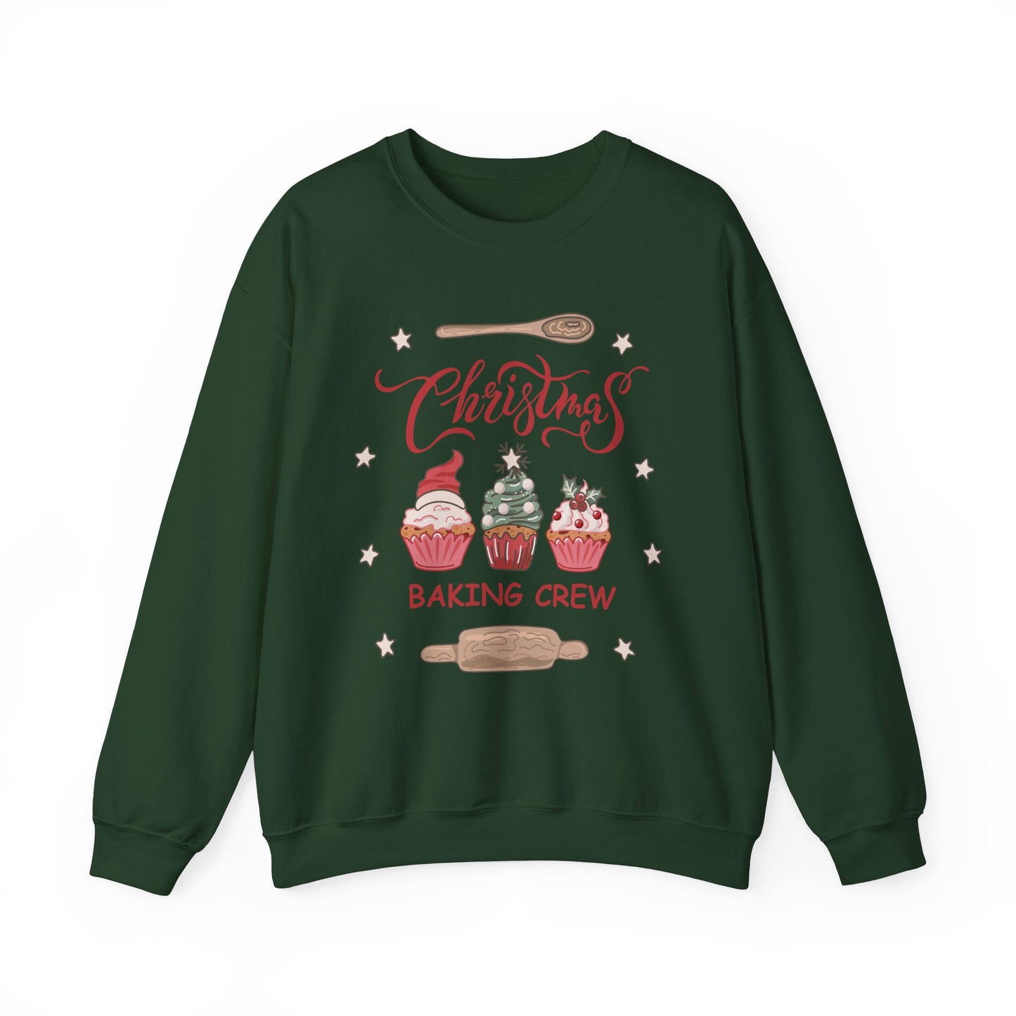 Christmas Baking Crew Sweatshirt, Family Christmas Baking Team Matching Sweater, Christmas Baking Christmas Shirts, Christmas Cookie Crew Sweatshirt Printify S Forest Green
