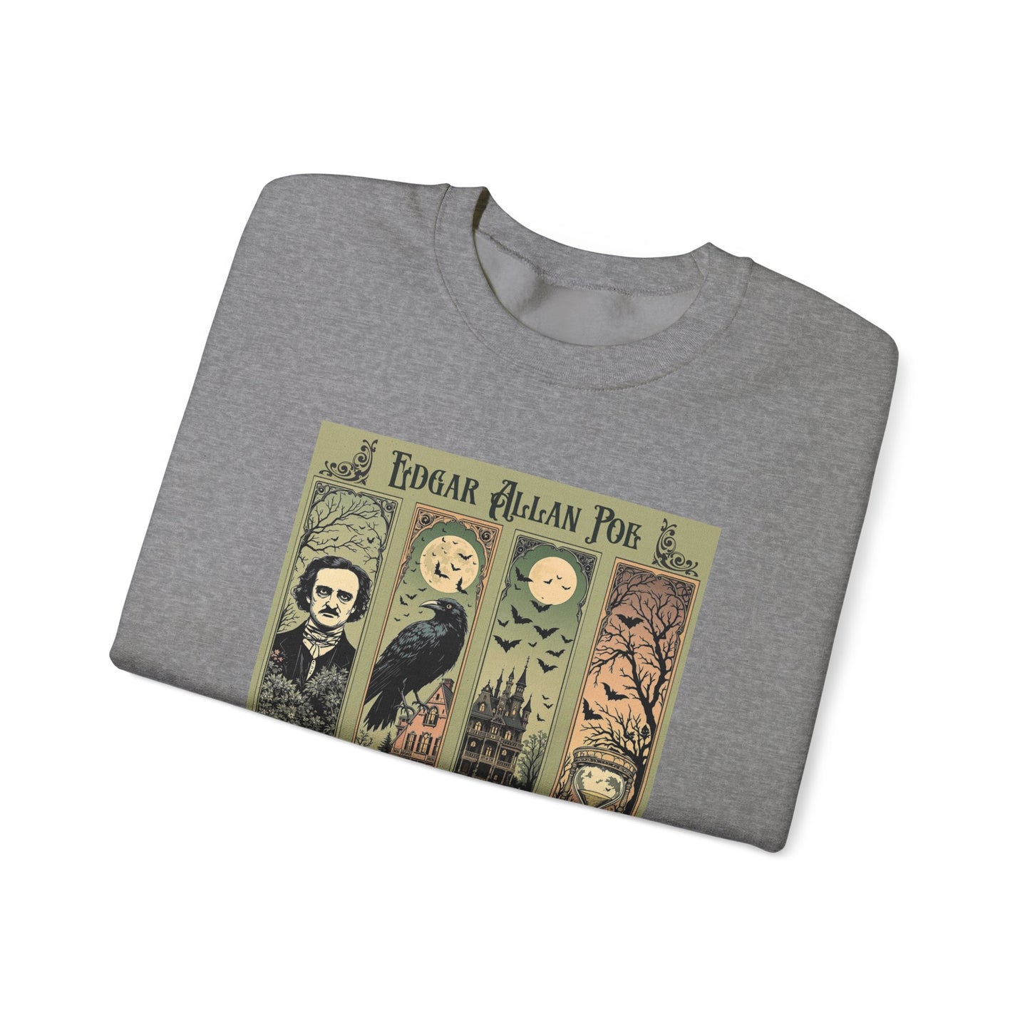 Edgar Allan Poe Sweatshirt The Raven Nevermore Gothic Horror Sweater Dark Academia Macabre Halloween Gift for Book Lovers Birthday Christmas