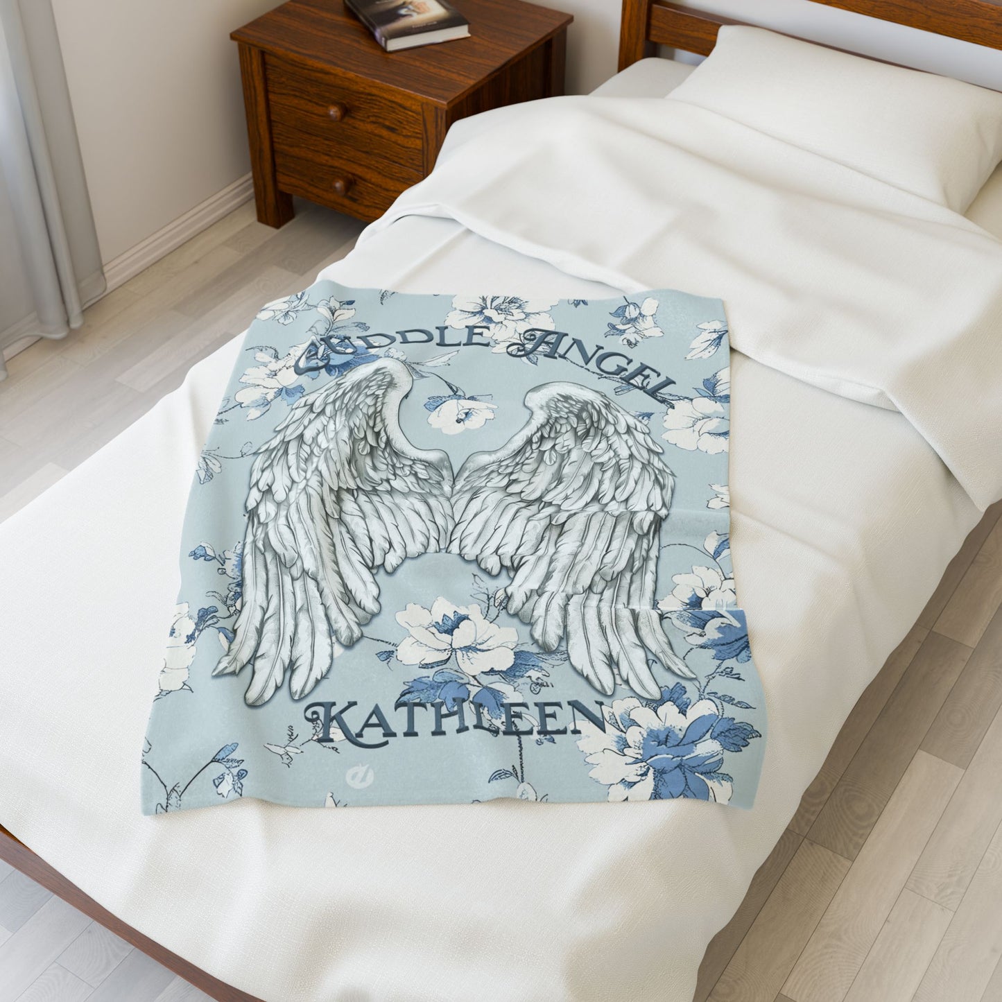 Custom Angel Wings Cuddle Plush Blanket Cozy Throw for Spiritual Gift for Birthday Christmas Gift for Mom or Best Girl Friends Angelic Love All Over Prints Printify