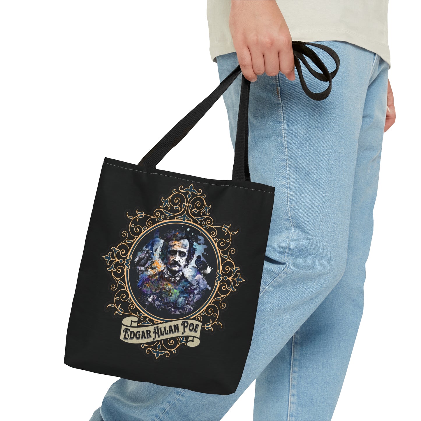 Edgar Allan Poe Tote Bag, Vintage Poet, Poetry Lover Shoulder Bag, Dark Academia, Literary, Bookish, Bookclub Gift, Fall Autumn Project Bag Bags Printify