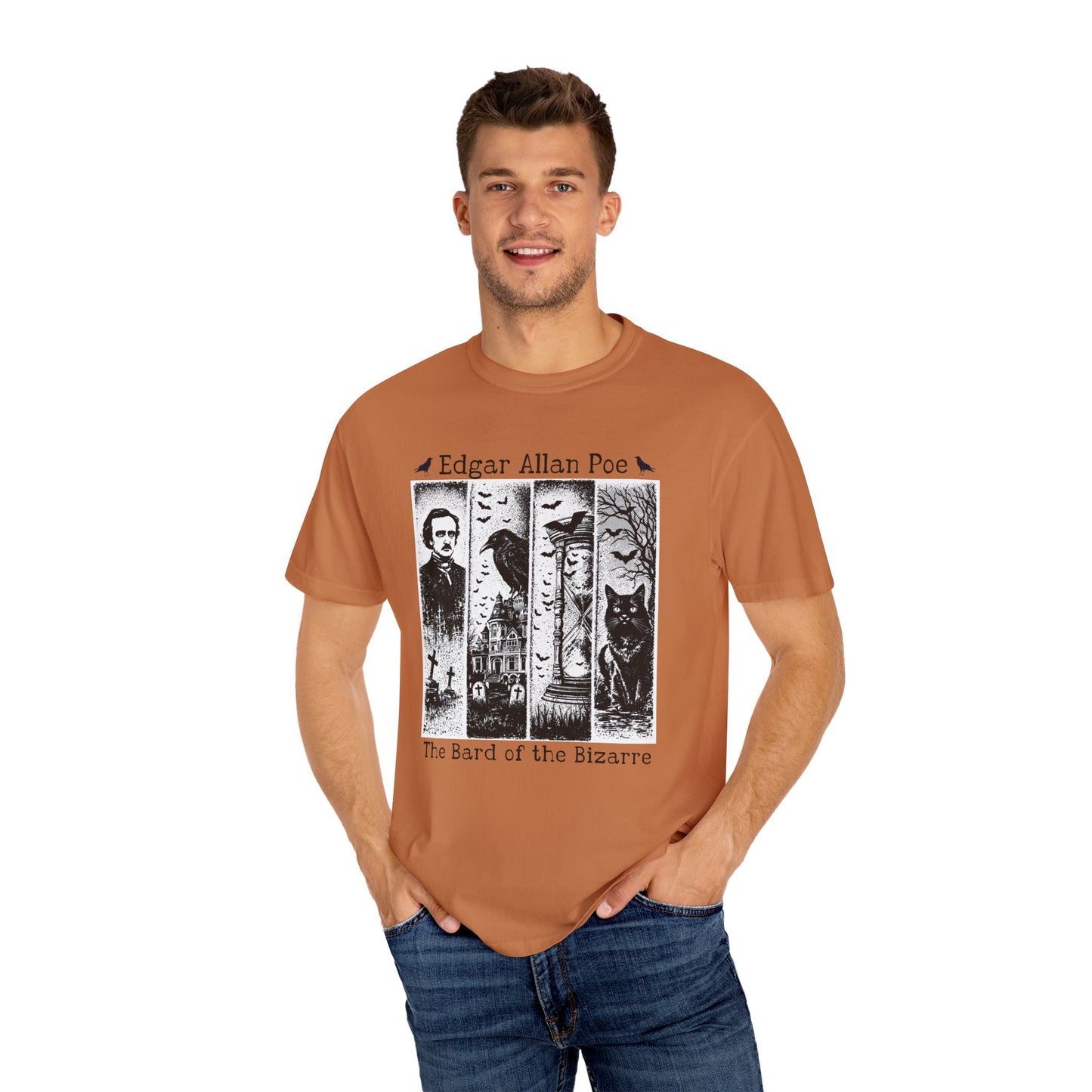 Edgar Allan Poe T-Shirt Gothic Graphic Tee The Raven Nevermore Quote Horror Literature Shirt Dark Academia Aesthetic Halloween Party Gift T-Shirt Printify