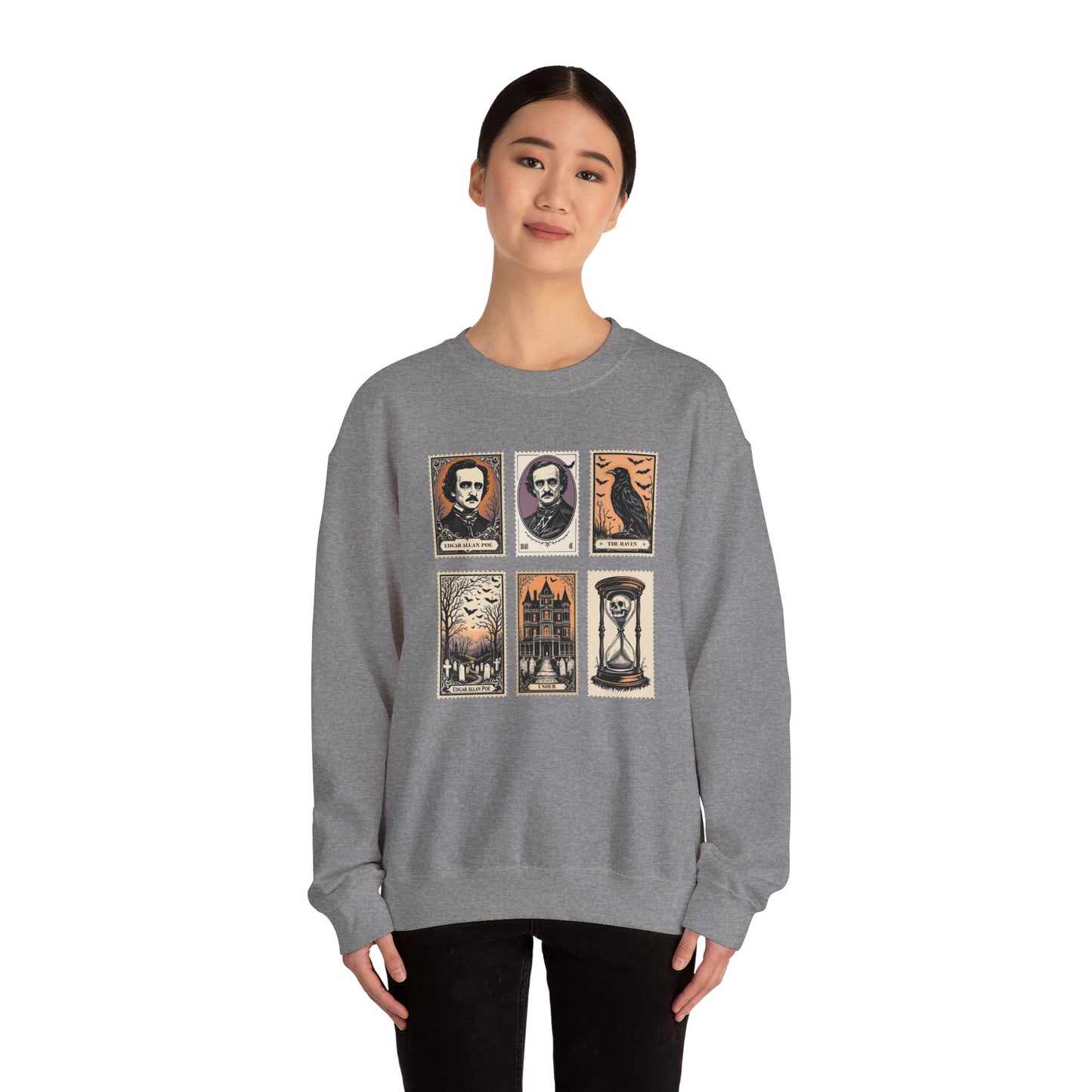Edgar Allan Poe Sweatshirt The Raven Nevermore Gothic Horror Sweater Dark Academia Macabre Halloween Gift for Book Lovers Birthday Christmas