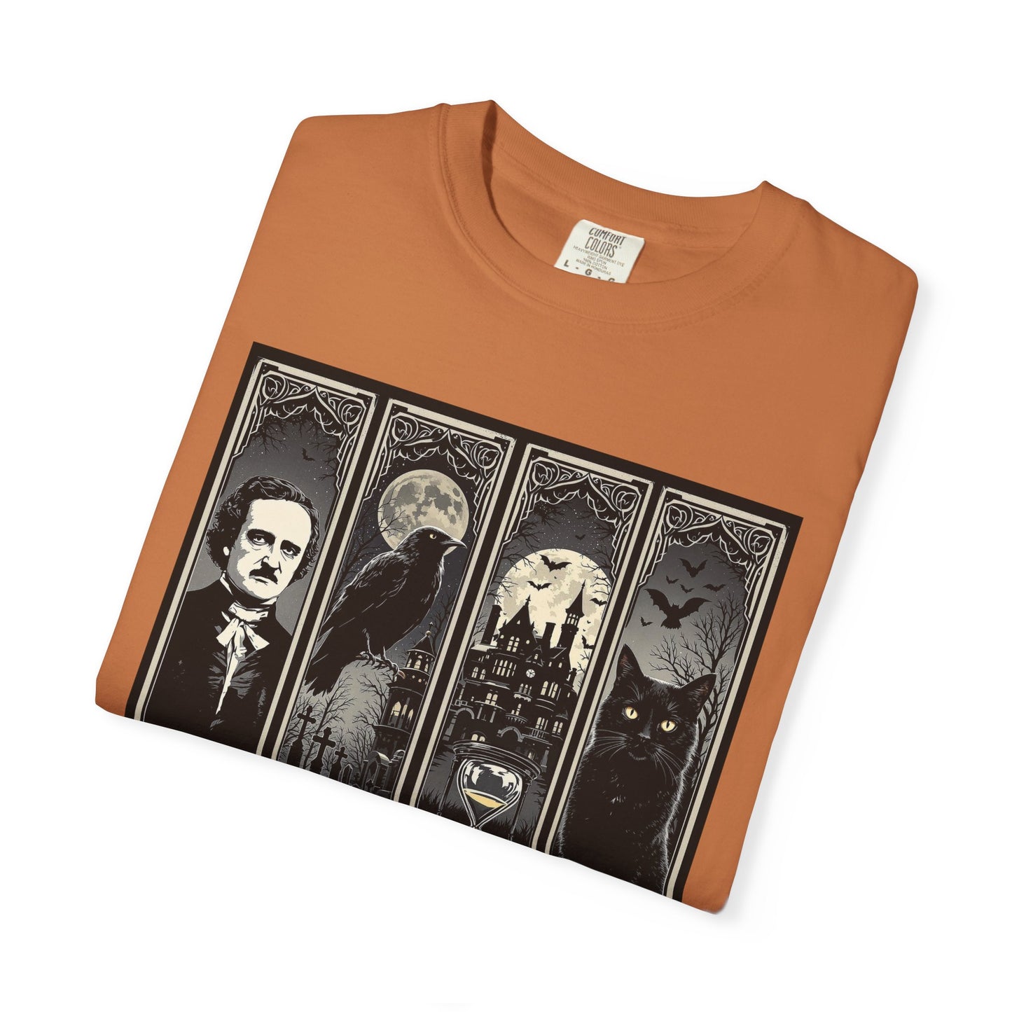 Edgar Allan Poe T-Shirt Gothic Graphic Tee The Raven Nevermore Quote Horror Literature Shirt Dark Academia Aesthetic Halloween Party Gift