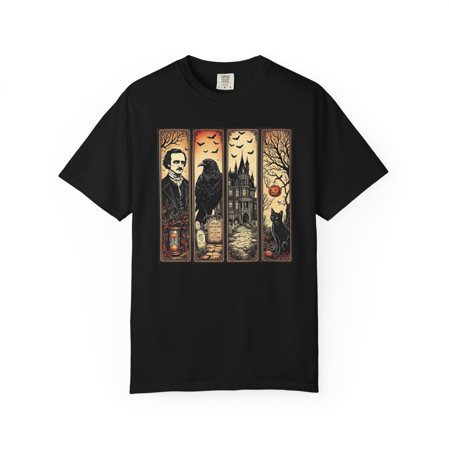 Edgar Allan Poe T-Shirt Gothic Graphic Tee The Raven Nevermore Quote Horror Literature Shirt Dark Academia Aesthetic Halloween Party Gift T-Shirt Printify Black S