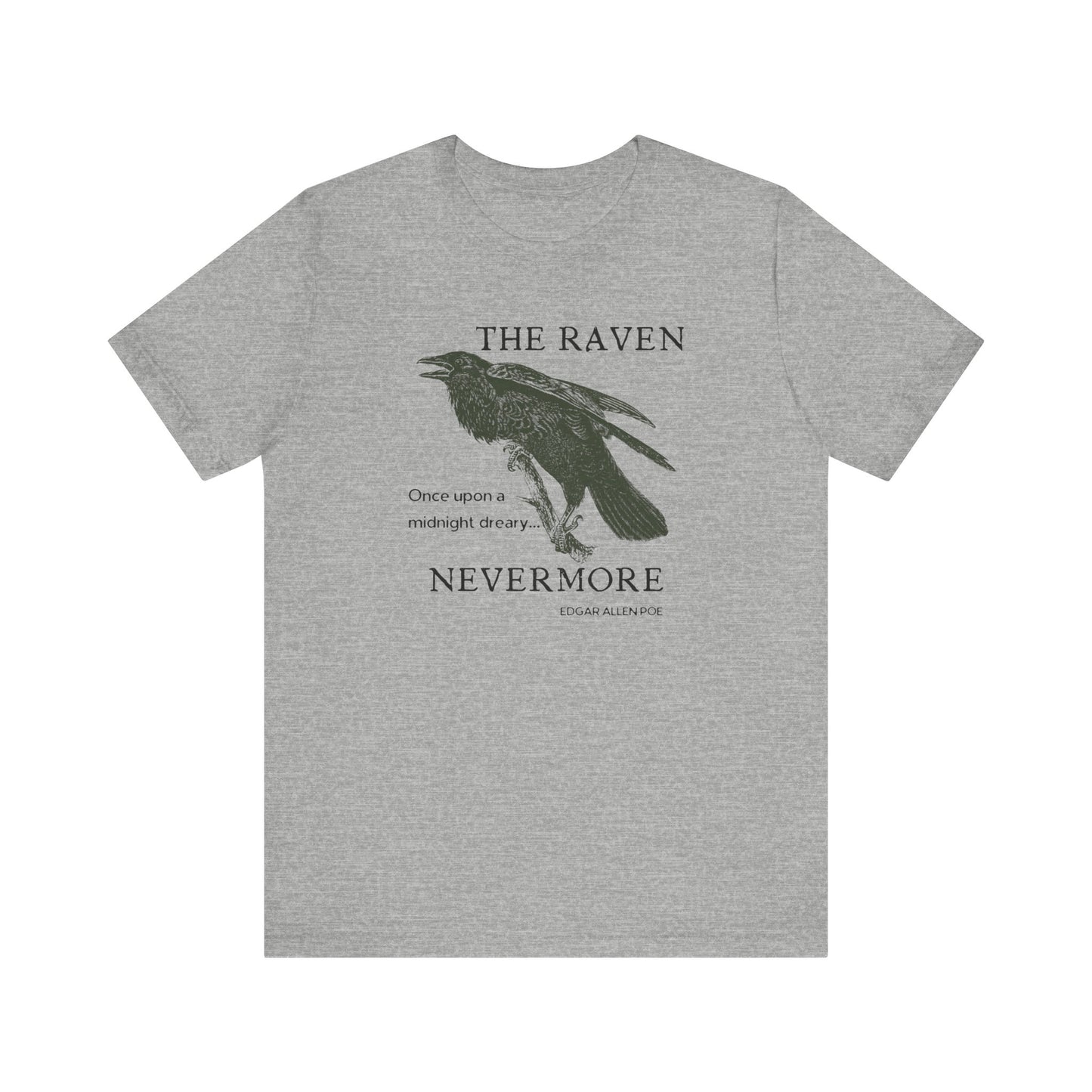 Halloween Vintage The Raven TShirt, Spooky Season Tee, Trick or Treating Shirt, Halloween Party T-Shirt, Edgar Allen Poe, Nevermore, Gothic T-Shirt Printify Athletic Heather XS