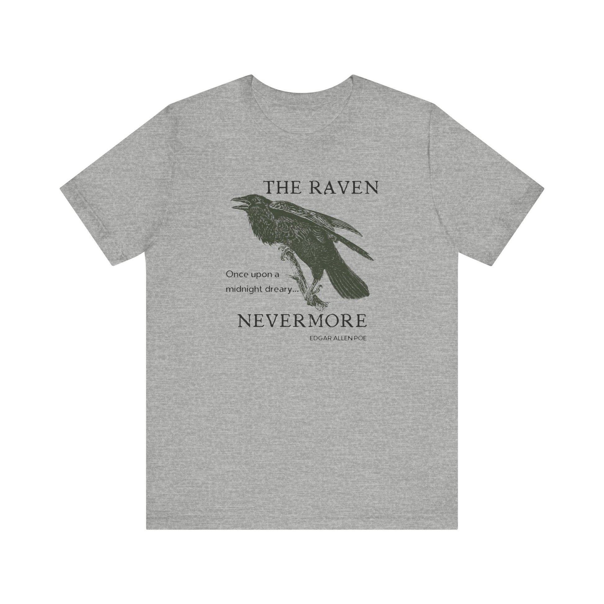 Halloween Vintage The Raven TShirt, Spooky Season Tee, Trick or Treating Shirt, Halloween Party T-Shirt, Edgar Allen Poe, Nevermore, Gothic T-Shirt Printify Athletic Heather XS