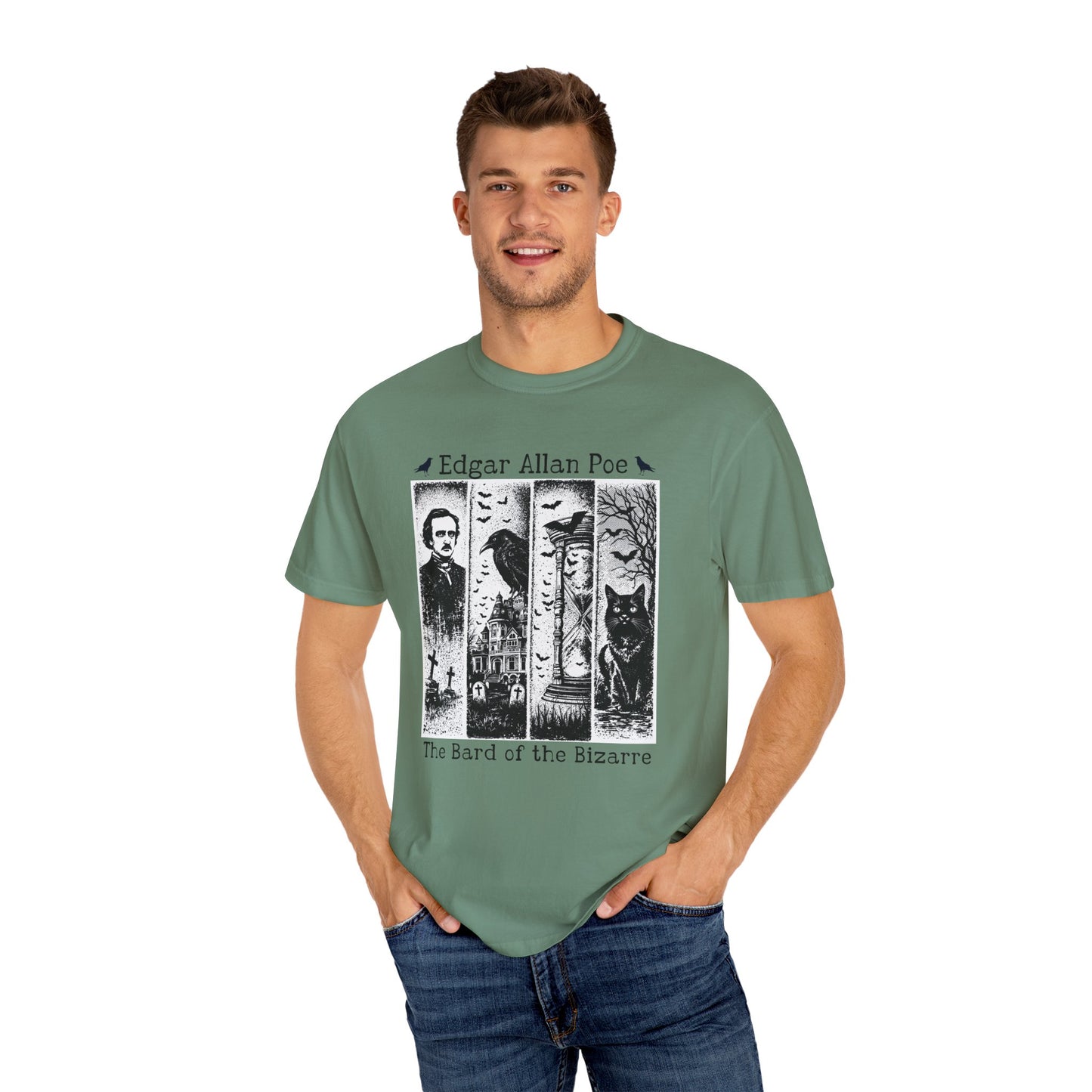 Edgar Allan Poe T-Shirt Gothic Graphic Tee The Raven Nevermore Quote Horror Literature Shirt Dark Academia Aesthetic Halloween Party Gift T-Shirt Printify