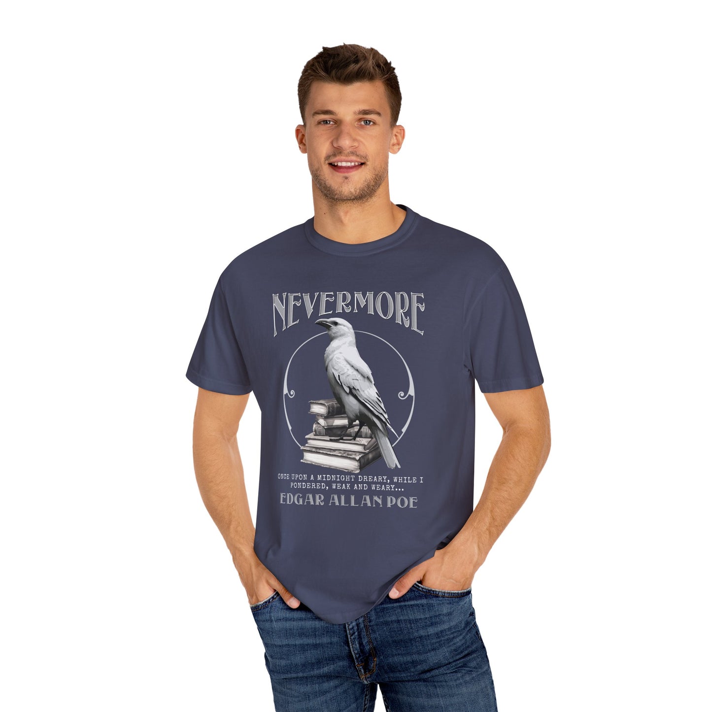Edgar Allan Poe The White Raven Unisex Garment-Dyed T-shirt T-Shirt Printify