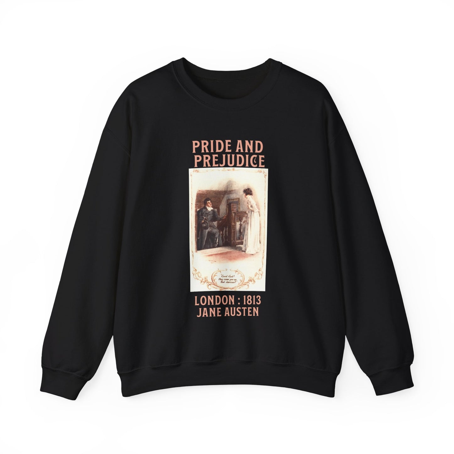 Jane Austen Sweatshirt, Pride & Prejudice Historical Romance Sweater, Bookish Literary Jane Austen Fan Art, Gift for Her, Bookclub Shirt Sweatshirt Printify S Black