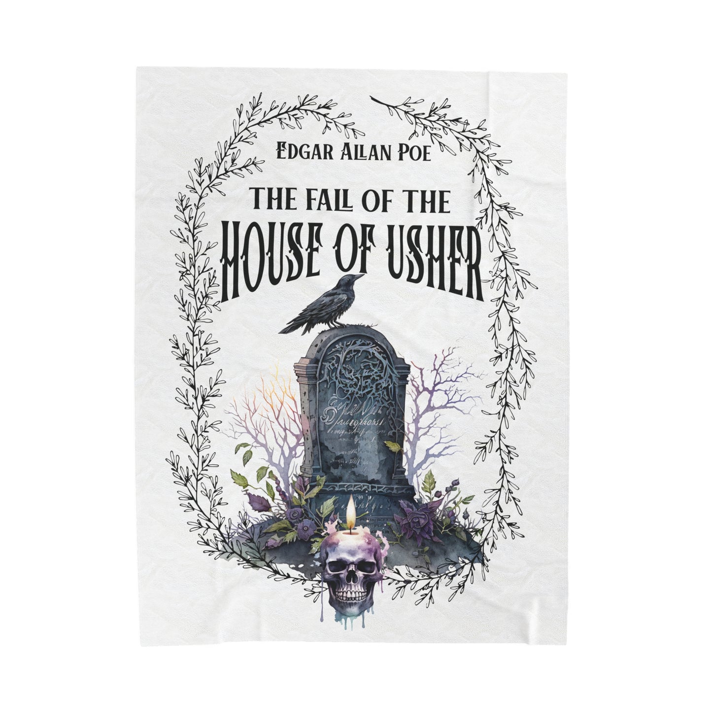 Edgar Allan Poe, The Fall Of The House Of Usher Throw Blanket, Book Lover Reading Blanket, Gothic Dark Academia, Horror Movie Watching Plush All Over Prints Printify 60" × 80"