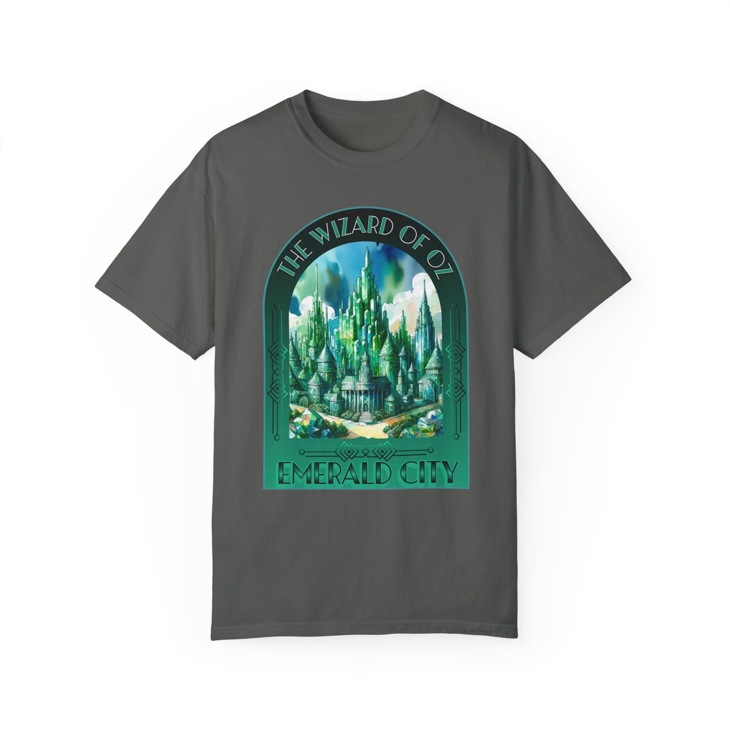 Emerald City T-Shirt, Wizard of Oz Tee, Garment-Dyed Unisex Shirt, Magical T-Shirt, Fantasy Apparel, Gifts for Broadway and Theatre Fans T-Shirt Printify Pepper S
