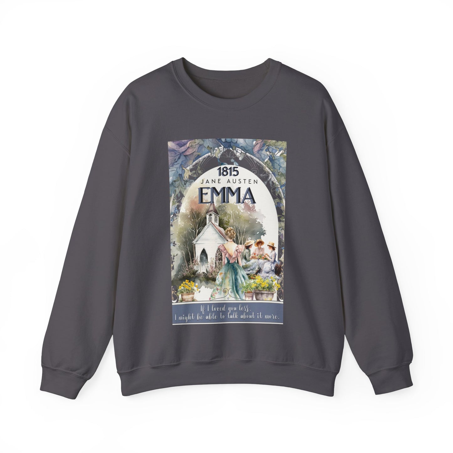 Jane Austen Sweatshirt, Emma Historical Romance Sweater, Bookish Literary Jane Austen Fan Art Gift, Gift for Her, Bookclub Shirt Sweatshirt Printify S Charcoal