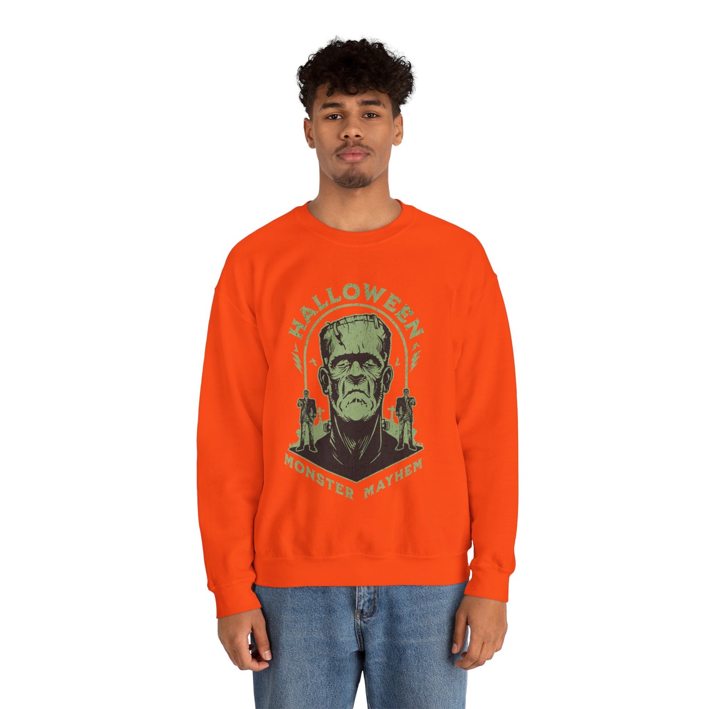 Vintage Halloween Frankenstein Monster Graphic Sweatshirt, Creepy Spooky Book Lover Gift, Horror Movie, Fall Festival Party Sweater. Sweatshirt Printify