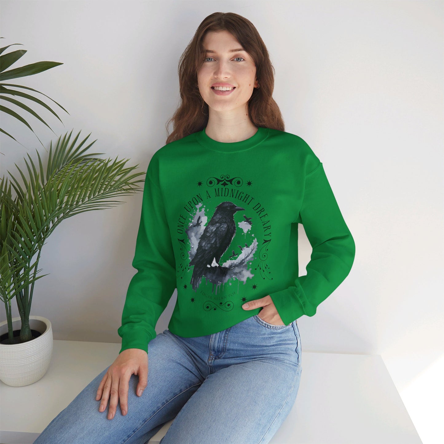 Edgar Allan Poe, The Raven Sweatshirt, Poet, Poetry Lover Sweater, Book Lover, Haunting Gothic Gift, Light, Dark Academia, Horror Movie Top Sweatshirt Printify