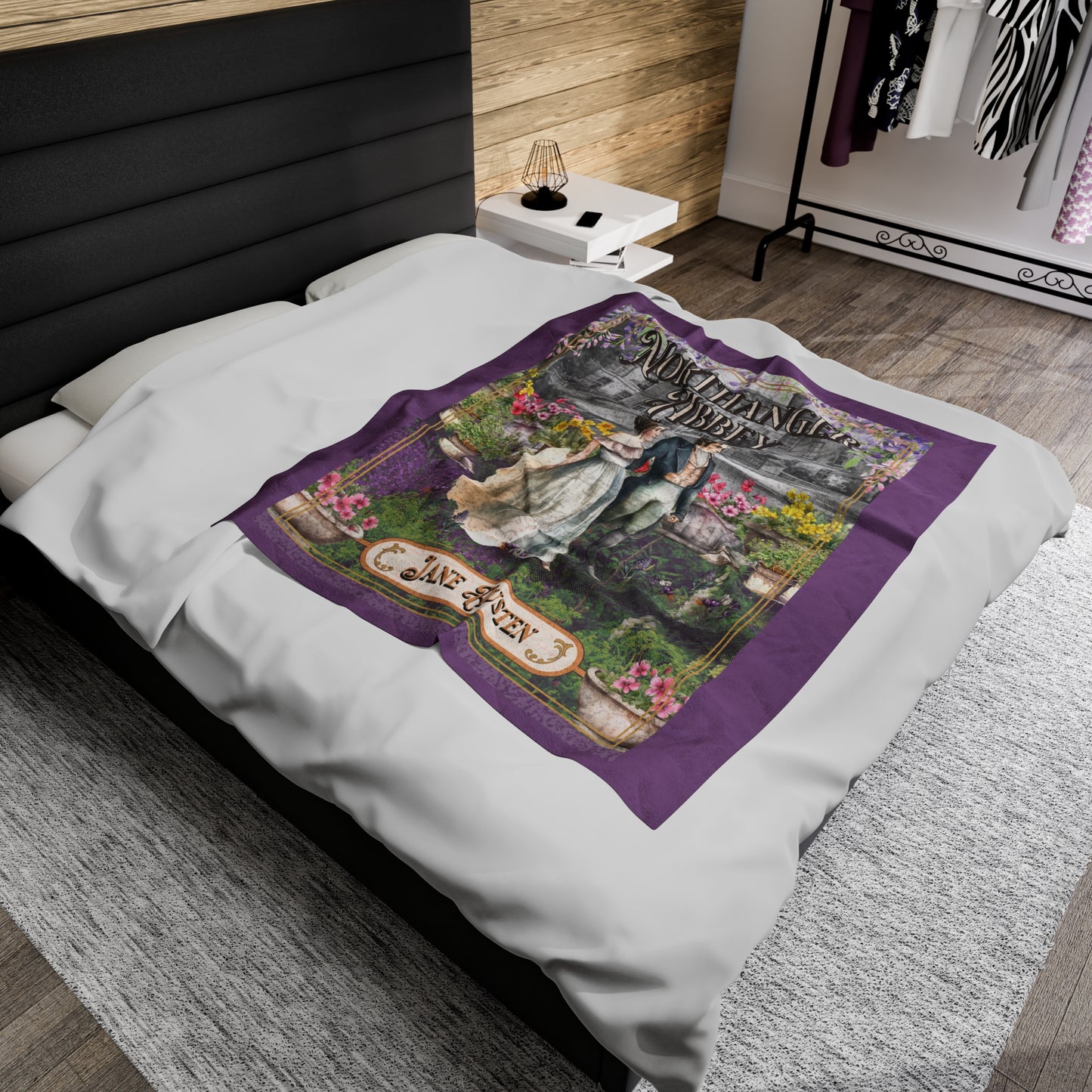 Jane Austen Plush Throw Blanket, Northanger Abbey Historical Romance Gift, Bookish Literary Jane Austen Fan Art Gift, Gift for Her, Bookclub All Over Prints Printify