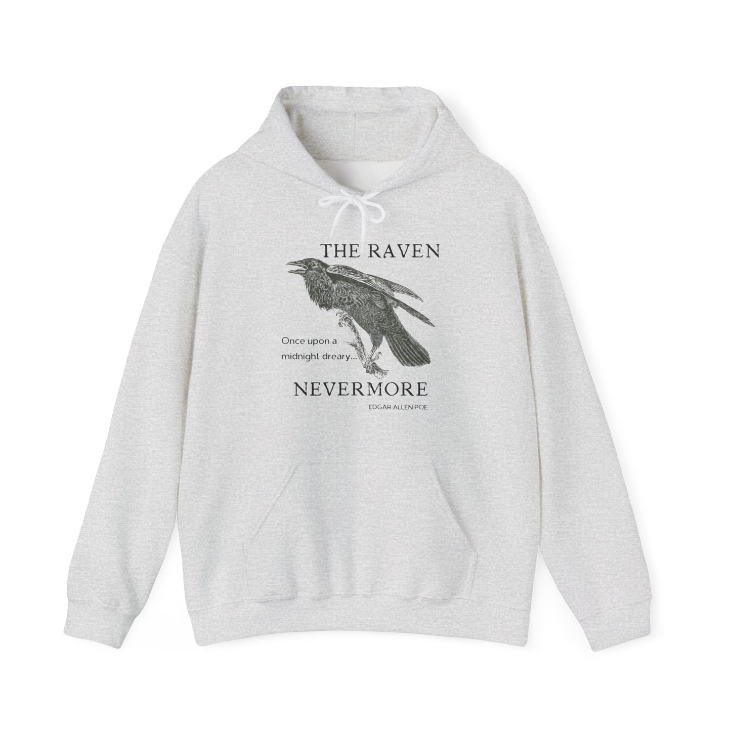Halloween Vintage The Raven Hoodie, Spooky Season Sweater, Trick or Treating Shirt, Halloween Party Top, Edgar Allen Poe, Nevermore, Gothic Hoodie Printify Ash S