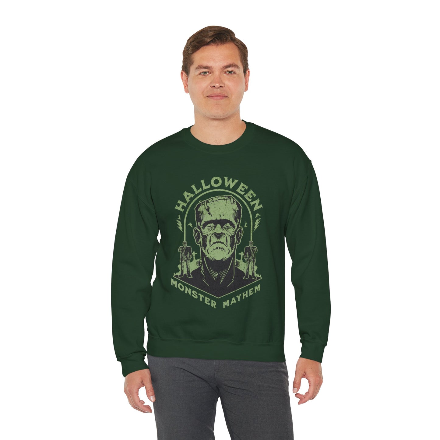 Vintage Halloween Frankenstein Monster Graphic Sweatshirt, Creepy Spooky Book Lover Gift, Horror Movie, Fall Festival Party Sweater. Sweatshirt Printify