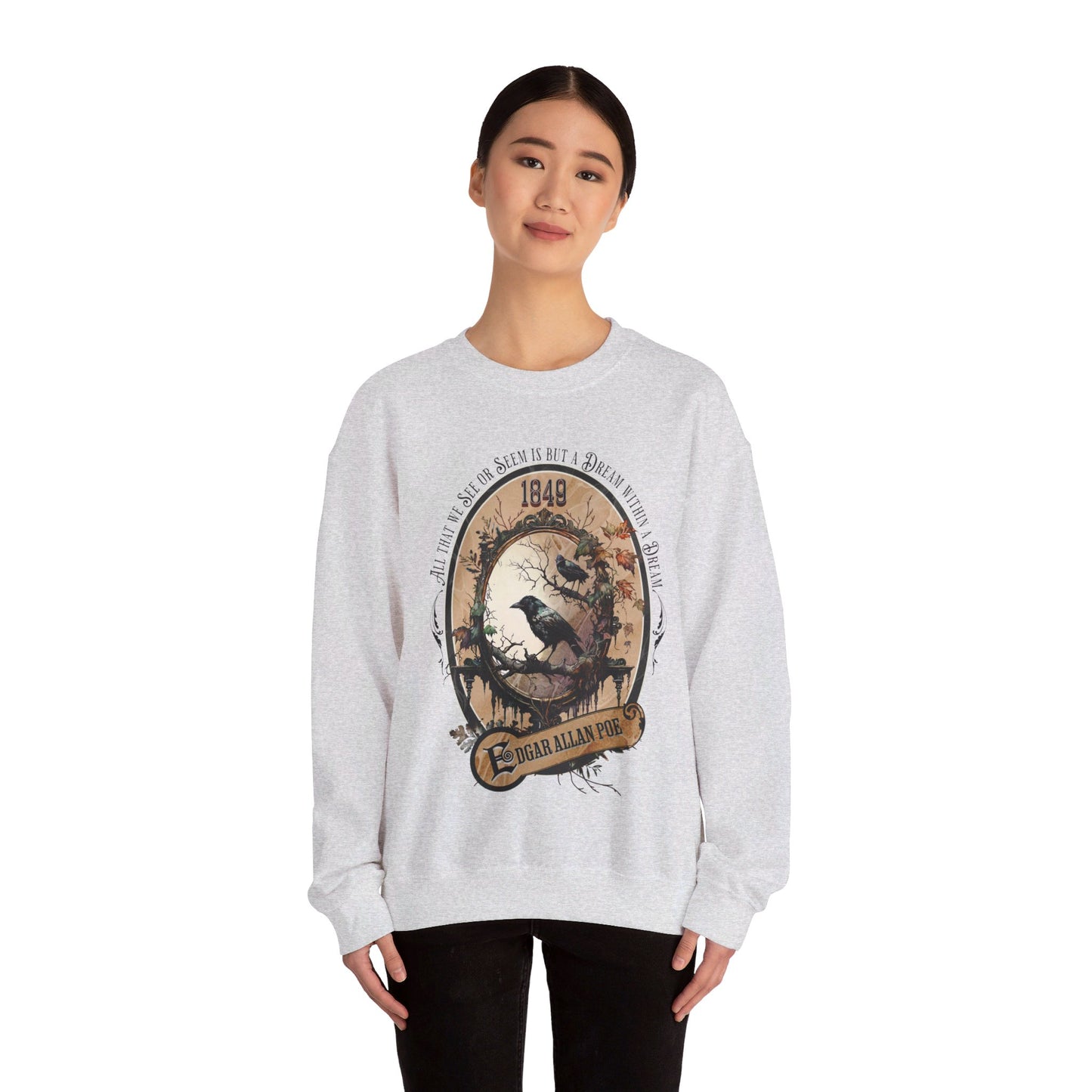 Edgar Allan Poe, A Dream Within A Dream Sweatshirt, Book Lover, Halloween, Haunting Gothic Gift, Light, Dark Academia, Horror Movie Sweater Sweatshirt Printify