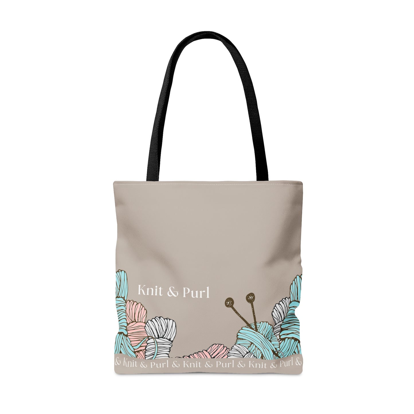 Knit & Purl Tote Bag, Crafter Bag, Yarn Storage Bag, Knitting Project Bag, Crochet Project Bag, Craft Project Tote Bag Bags Printify