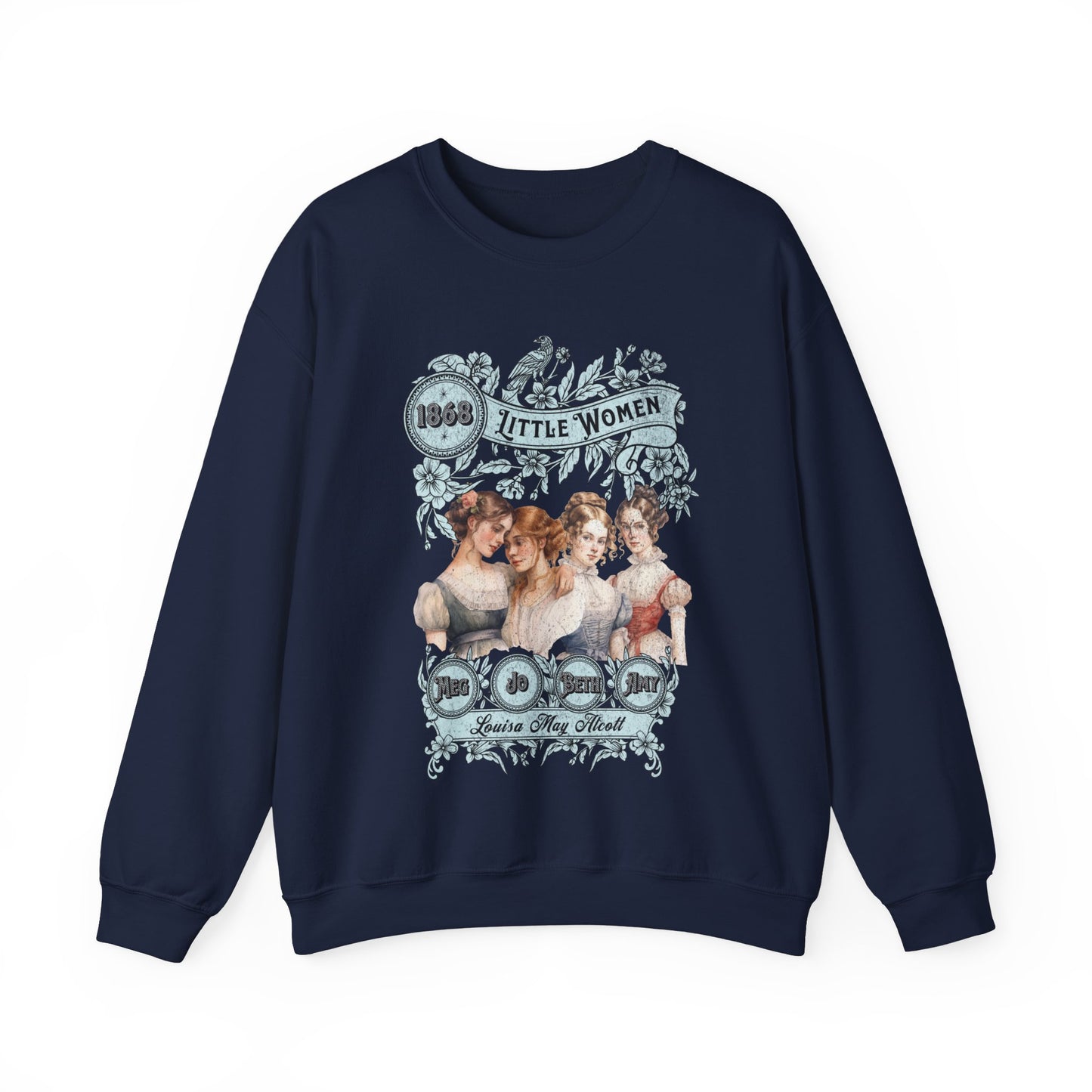 Little Women Sweatshirt, Louisa May Alcott Historical Romance Sweater, Bookish Literary Fan Art Gift, Gift for Her, Bookclub Crewneck Shirt Sweatshirt Printify S Navy