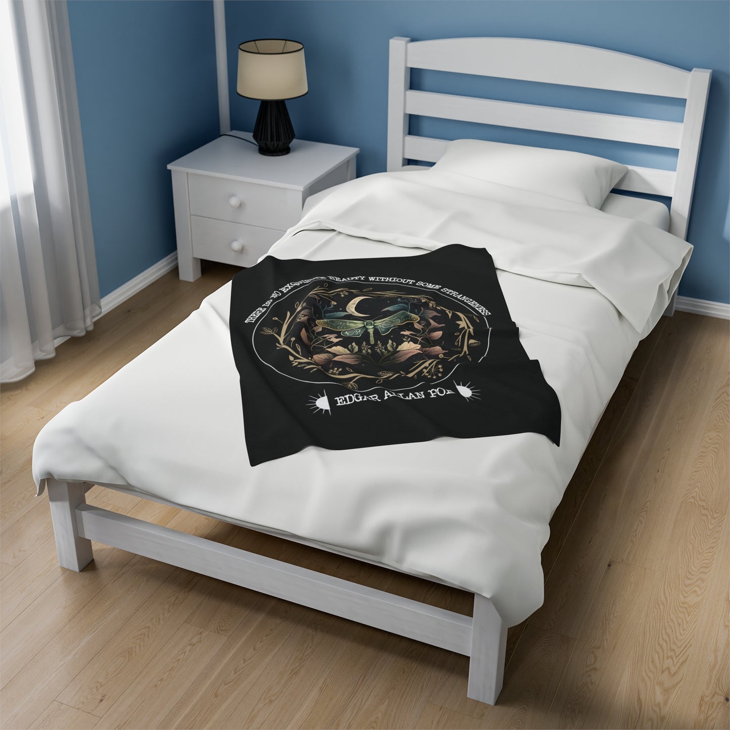 Edgar Allan Poe, Fairycore Nightgarden Throw Blanket, Book Lover Reading Blanket, Gothic Light, Dark Academia, Horror Movie Watching Blanket All Over Prints Printify