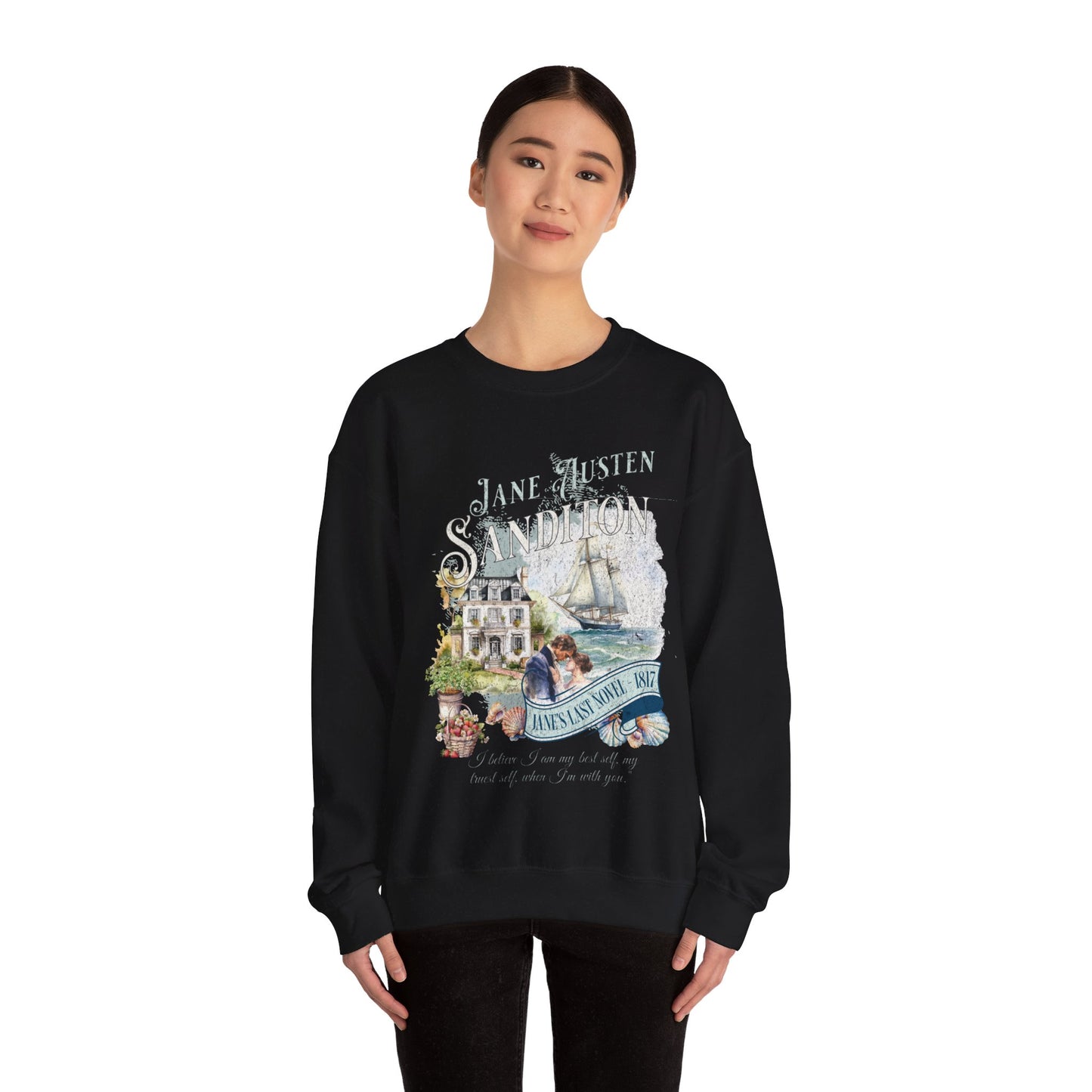 Jane Austen Sweatshirt, Sanditon Historical Romance, Bookish Literary Gift, Jane Austen Fan Art Shirt, Gift for Her, Gift for Readers, Sweatshirt Printify