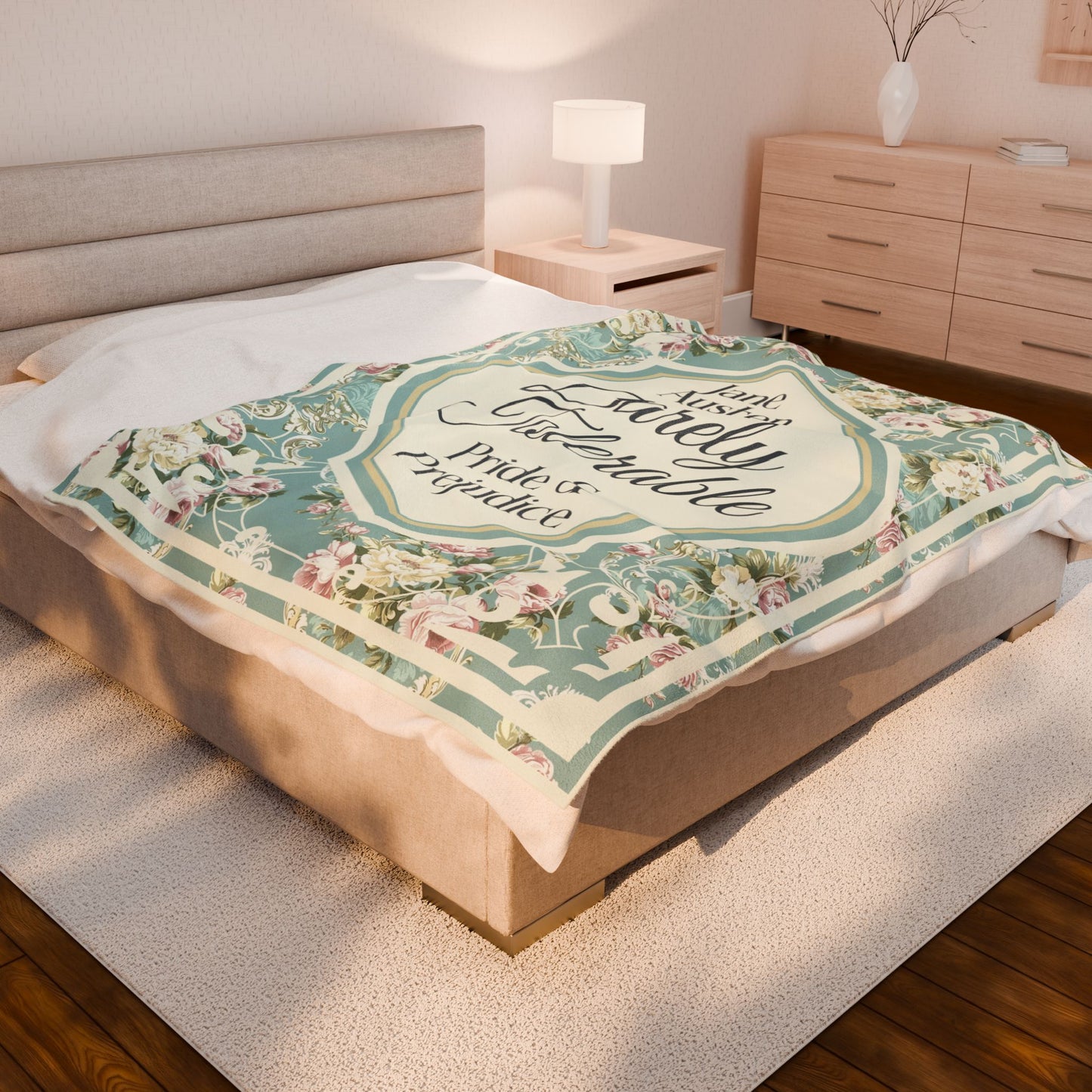 Jane Austen Quote Cozy Literary Velveteen Blanket - Perfect for Book Lovers, Gifts for Sisters, Home Decor, Reading Nook, Cozy Nights All Over Prints Printify