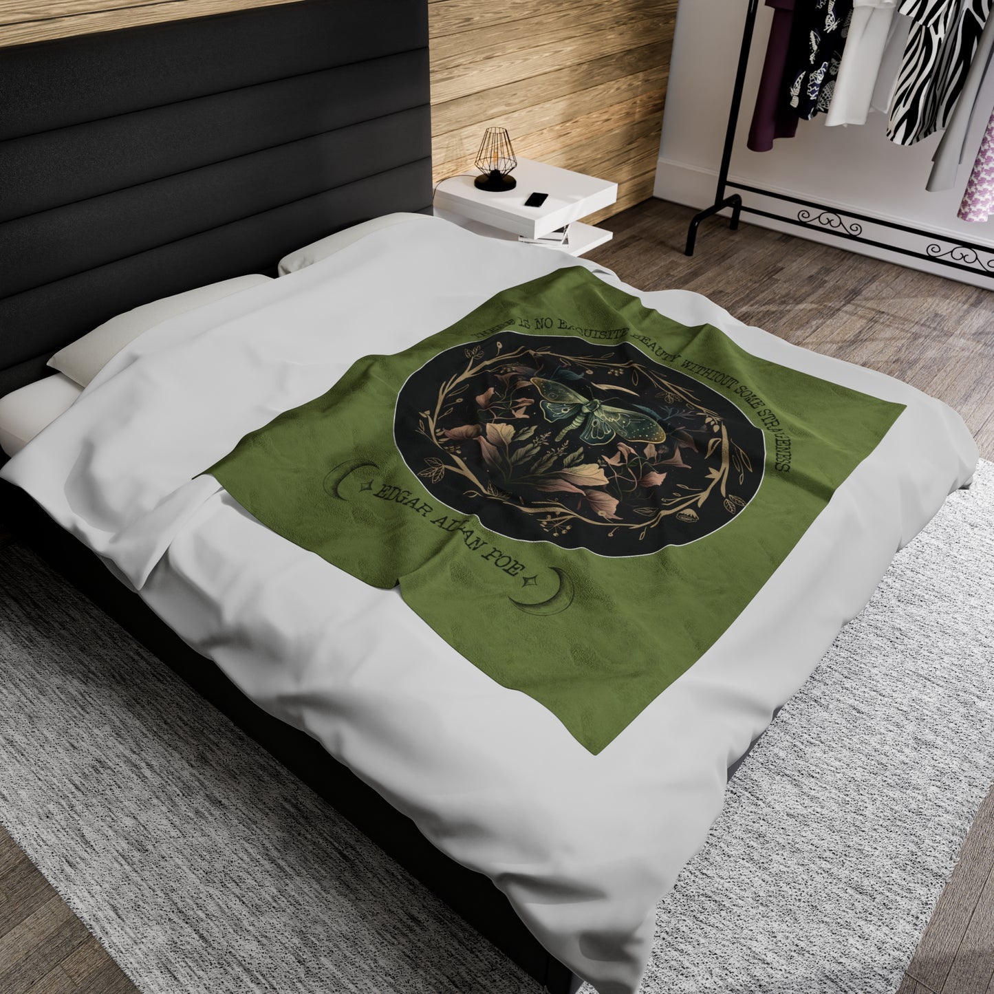 Edgar Allan Poe, Fairycore Nightgarden Throw Blanket, Book Lover Reading Blanket, Gothic Light, Dark Academia, Horror Movie Watching Blanket All Over Prints Printify