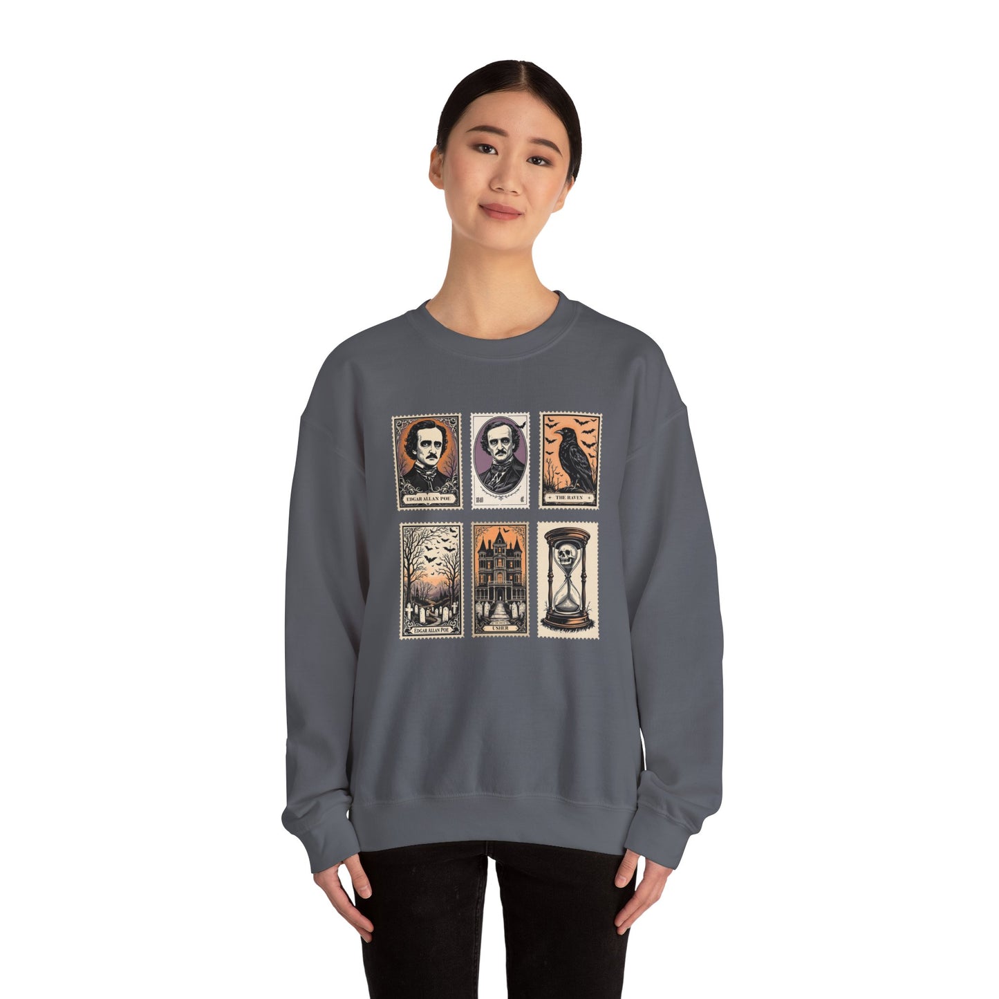 Edgar Allan Poe Sweatshirt The Raven Nevermore Gothic Horror Sweater Dark Academia Macabre Halloween Gift for Book Lovers Birthday Christmas