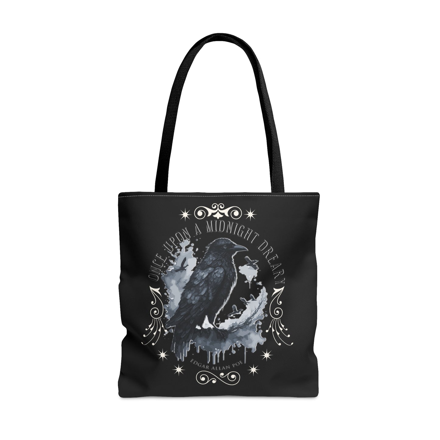 Edgar Allan Poe Tote Bag, The Raven Vintage Poetry Lover Shoulder Bag, Dark Academia, Literary, Bookish, Bookclub Gift, Fall Autumn Gift Bags Printify Large