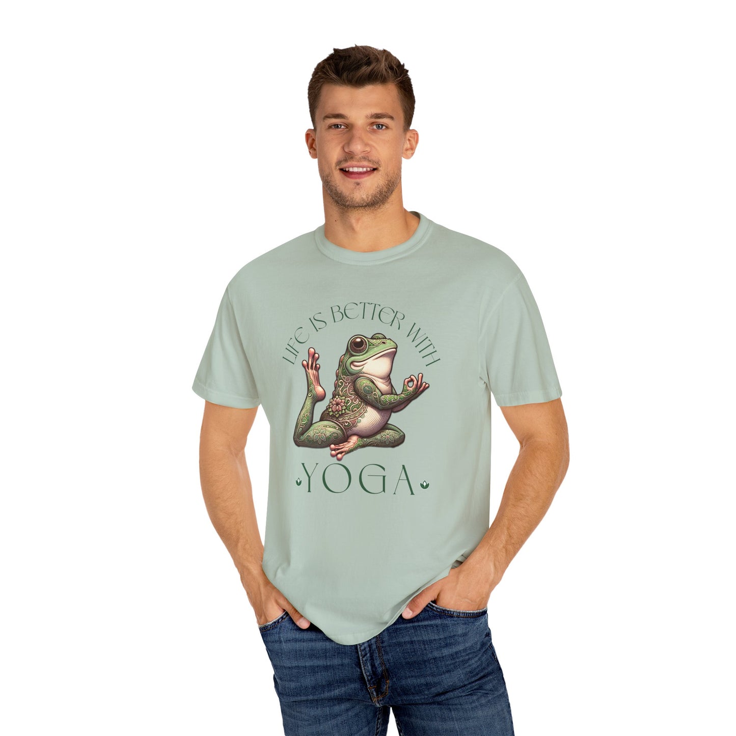 Green Yoga Frog Life Is Better With Yoga Unisex T-Shirt, Casual Wear, Highlander Fan Gift,