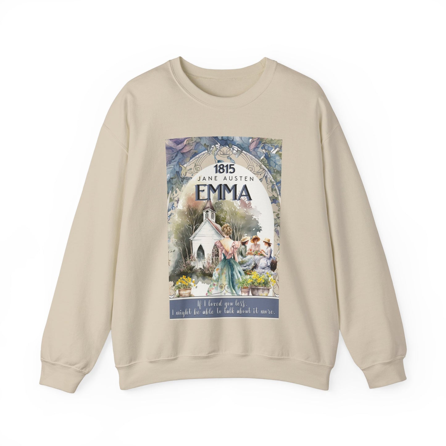 Jane Austen Sweatshirt, Emma Historical Romance Sweater, Bookish Literary Jane Austen Fan Art Gift, Gift for Her, Bookclub Shirt Sweatshirt Printify S Sand