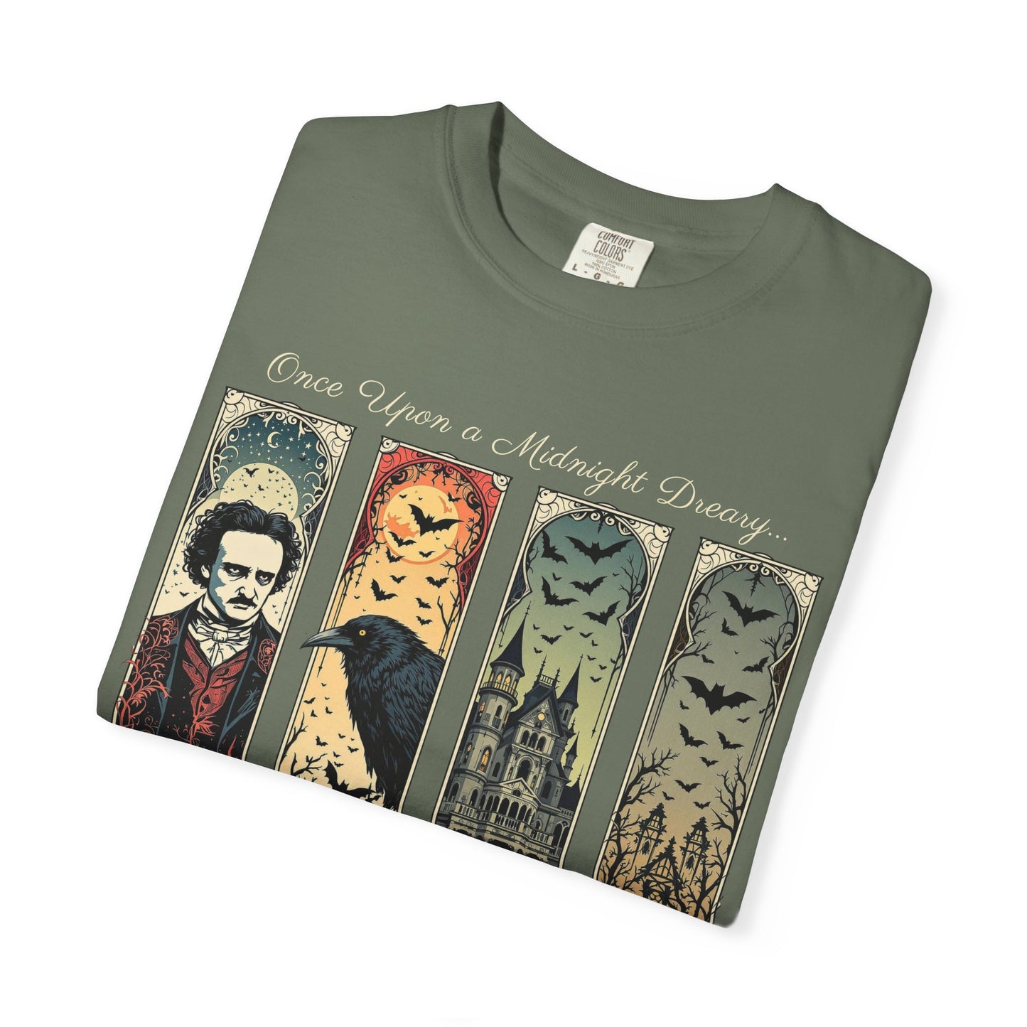 Edgar Allan Poe T-Shirt Gothic Graphic Tee The Raven Nevermore Quote Horror Literature Shirt Dark Academia Aesthetic Halloween Party Gift