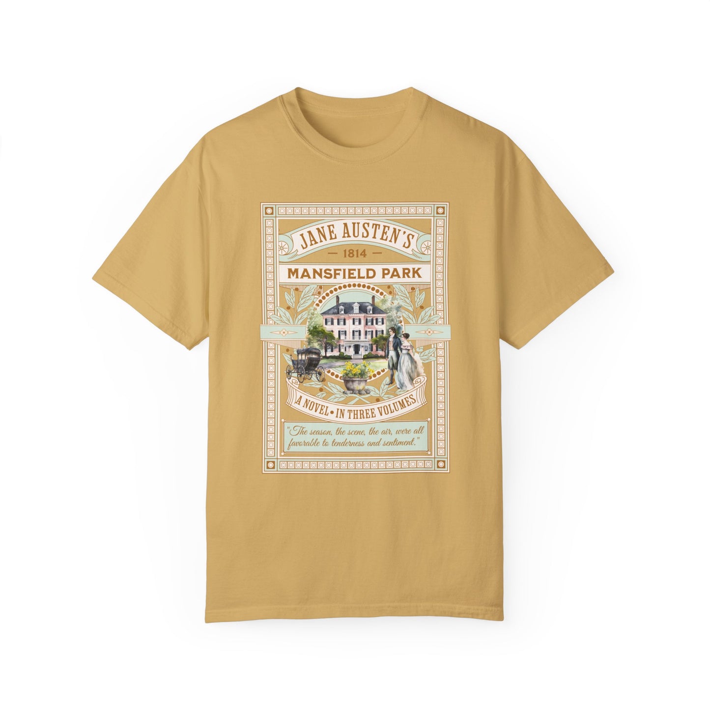 Jane Austen T- Shirt, Mansfield Park Historical Romance Comfort Colors Tee, Bookish Literary Jane Austen Fan Art Gift for Her Bookclub Shirt T-Shirt Printify Mustard S