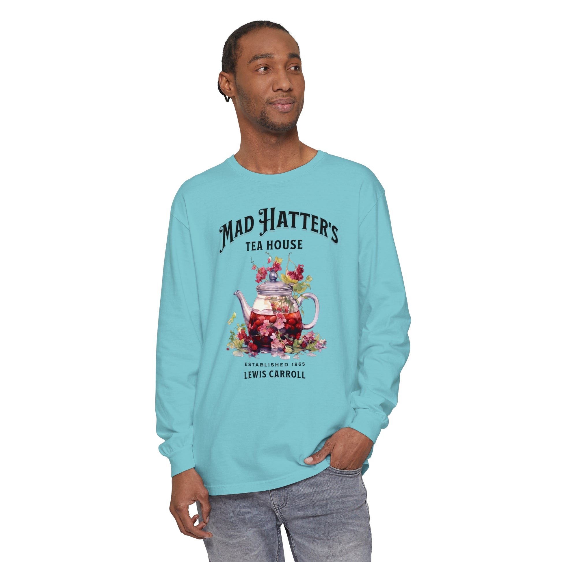 Mad Hatter's Tea Long Sleeve Shirt Alice In Wonderland Lewis Carroll Whimsigoth Academia TShirt Mad Hatter Tea Party Tee Bookish Booktok Long-sleeve Printify
