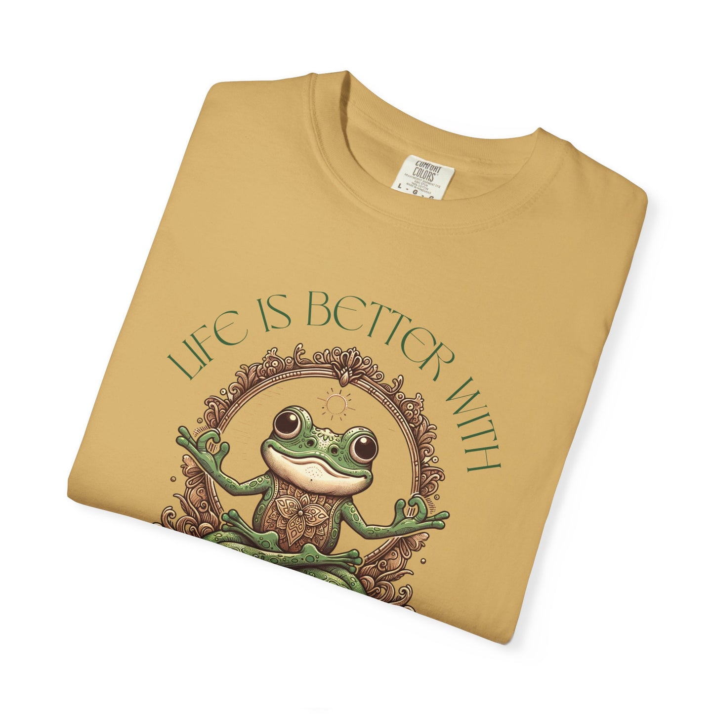 Green Yoga Frog Life Is Better With Yoga Unisex T-Shirt, Casual Wear, Highlander Fan Gift, T-Shirt Printify