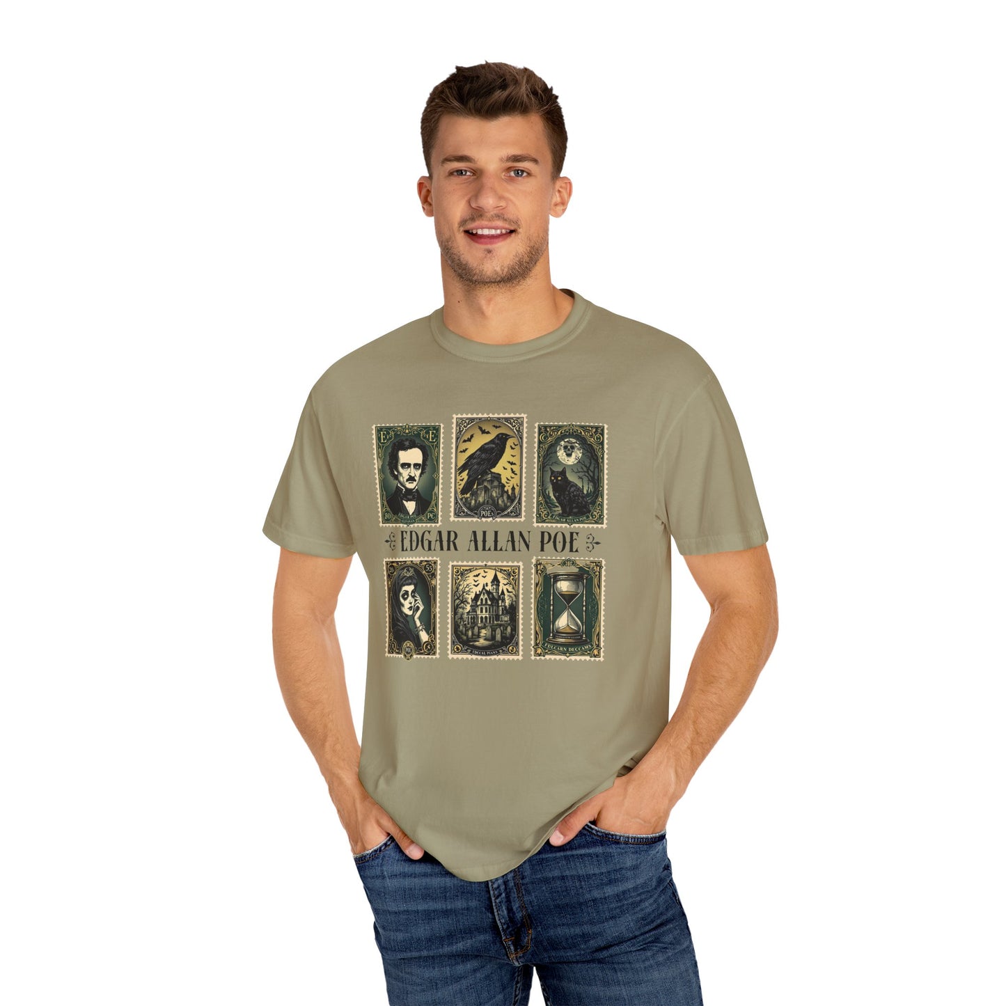 Edgar Allan Poe T-Shirt Gothic Graphic Tee The Raven Nevermore Quote Horror Literature Shirt Dark Academia Aesthetic Halloween Party Gift