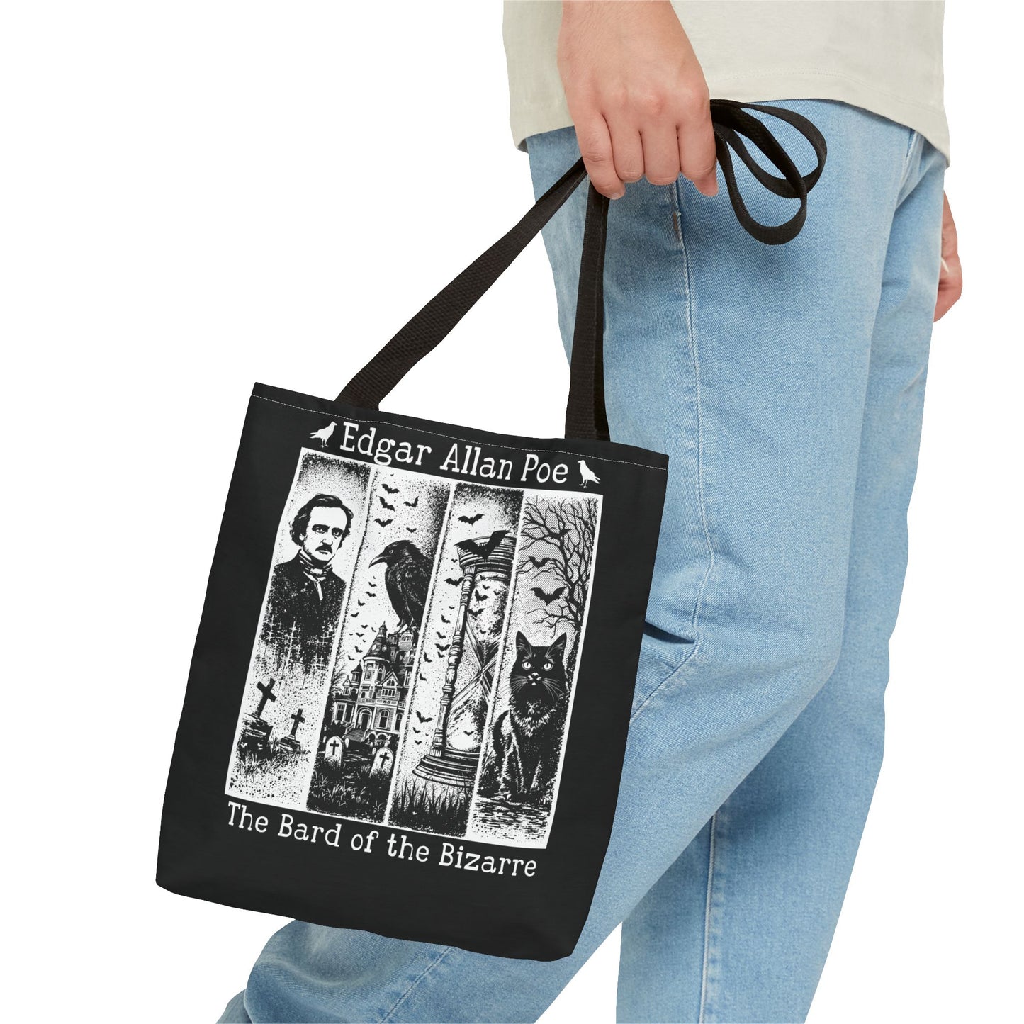 Edgar Allan Poe Tote Bag Gothic Literary Gift for Book Lover Dark Academia Macabre Accessory Halloween Tote Fall School Bag for Poetember Bags Printify