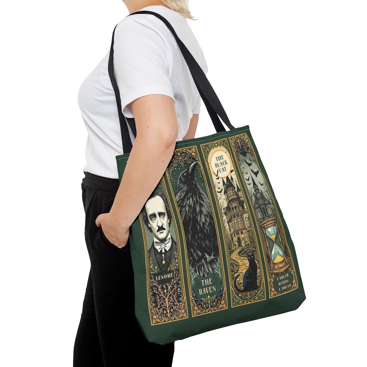 Edgar Allan Poe Tote Bag Gothic Literary Gift for Book Lover Dark Academia Macabre Accessory Halloween Tote Fall School Bag for Poetember Bags Printify