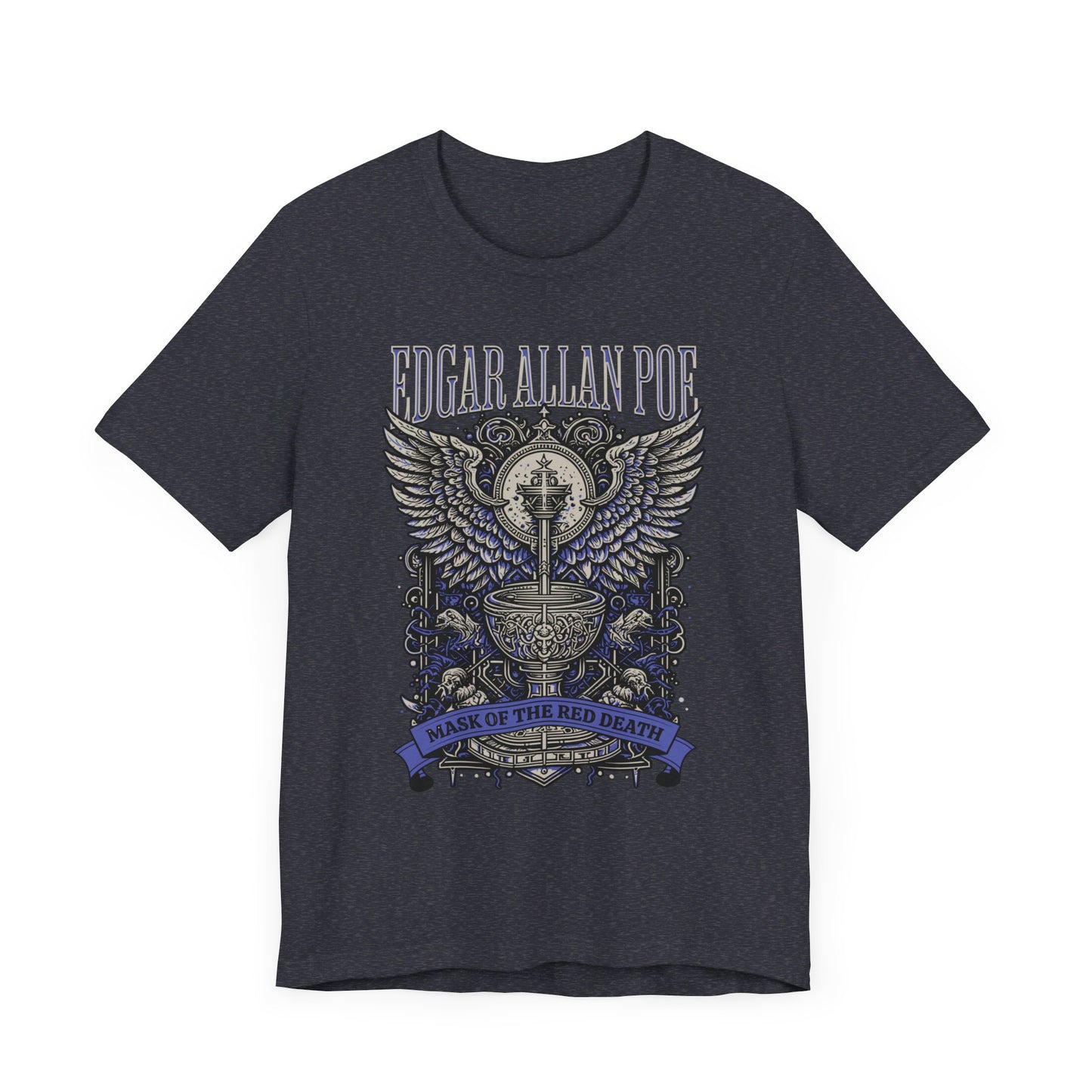 Edgar Allan Poe, Mask Of The Red Death T-Shirt, Book Lover Tee, Haunting Gothic Gift, Light, Dark Academia, Literary Poetry Bookclub Shirt T-Shirt Printify