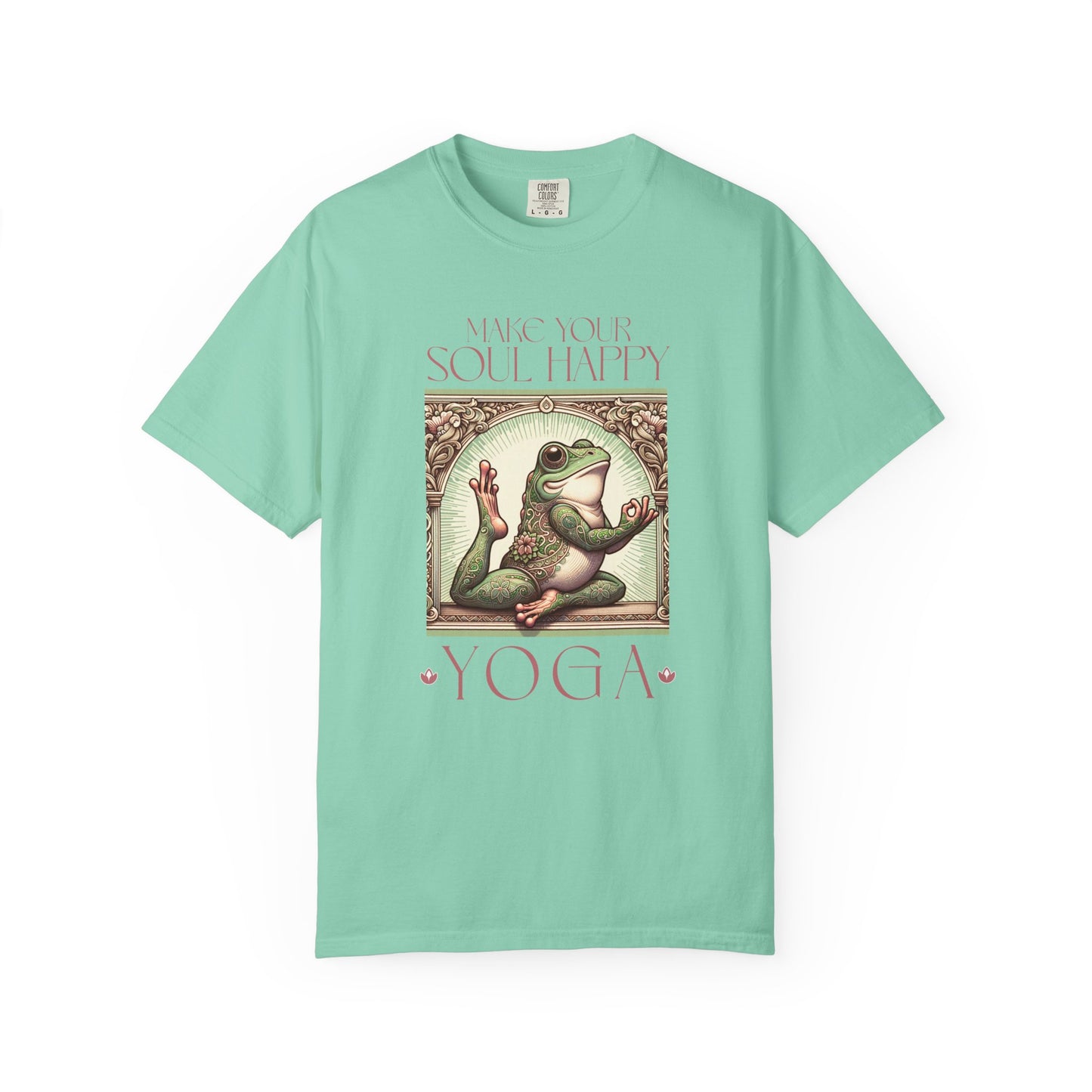 Yoga Frog Make Your Soul Happy Pink Unisex T-Shirt, Casual Wear, Highlander Fan Gift, Comfortable Graphic Tee T-Shirt Printify Island Reef S