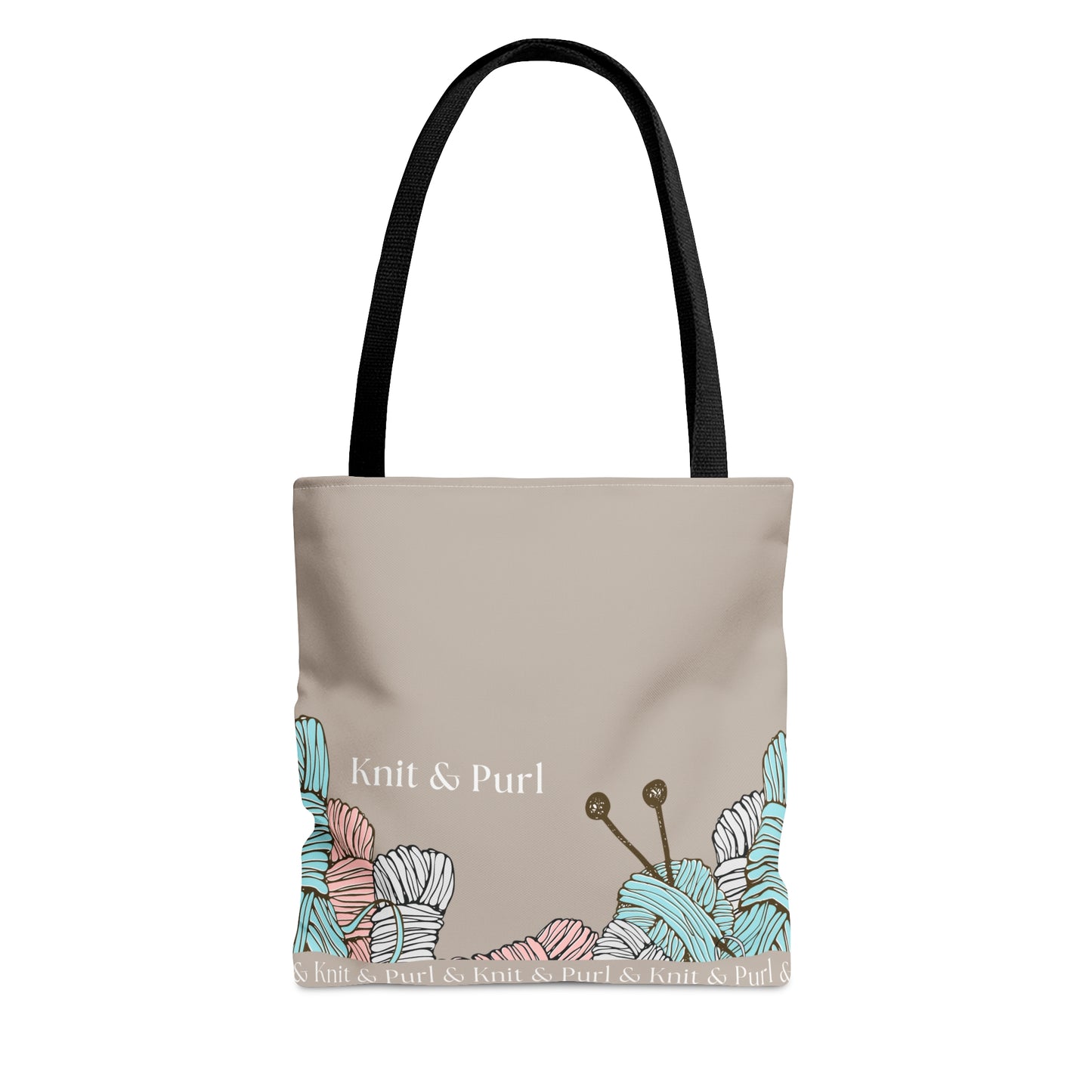 Knit & Purl Tote Bag, Crafter Bag, Yarn Storage Bag, Knitting Project Bag, Crochet Project Bag, Craft Project Tote Bag Bags Printify Small