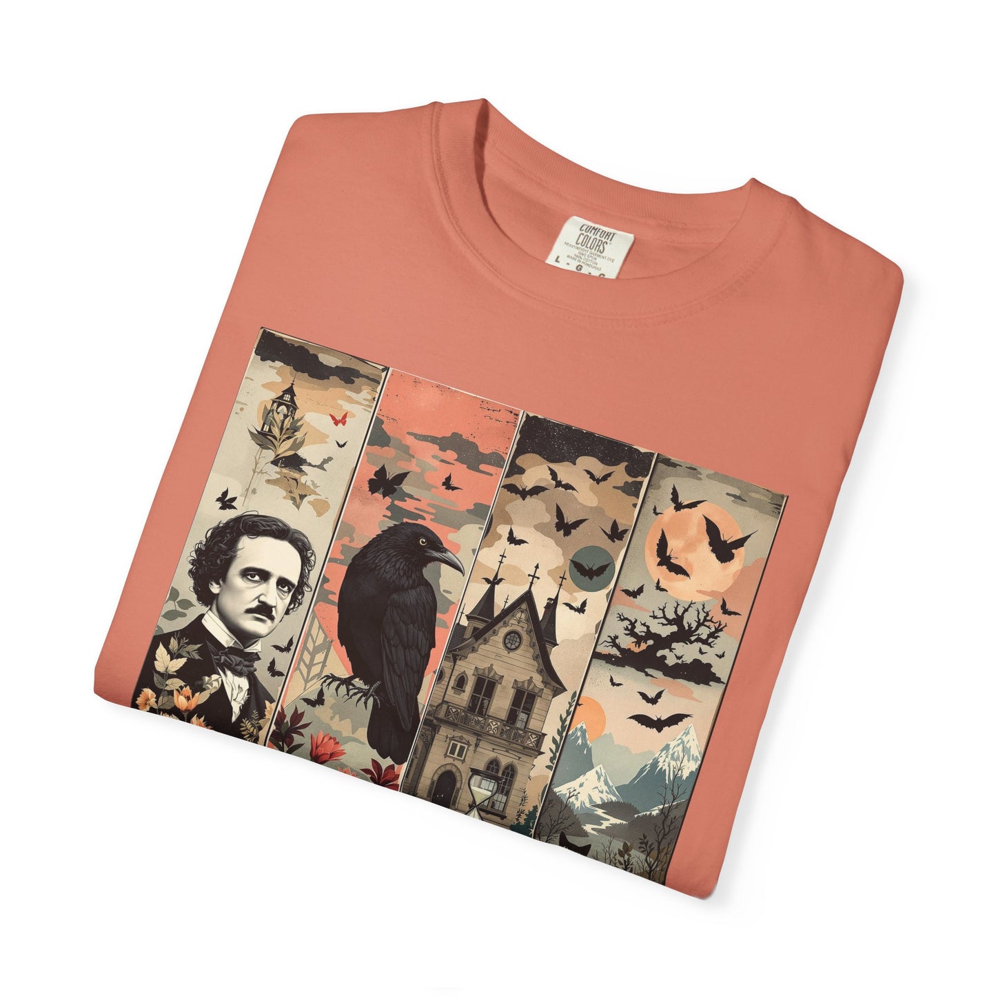 Edgar Allan Poe T-Shirt Gothic Graphic Tee The Raven Nevermore Quote Horror Literature Shirt Dark Academia Aesthetic Halloween Party Gift T-Shirt Printify