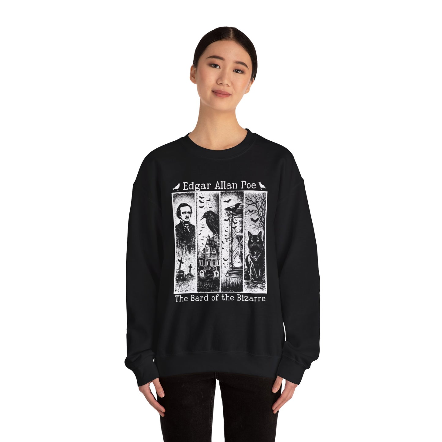 Edgar Allan Poe Sweatshirt The Raven Nevermore Gothic Horror Sweater Dark Academia Macabre Halloween Gift for Book Lovers Birthday Christmas Sweatshirt Printify