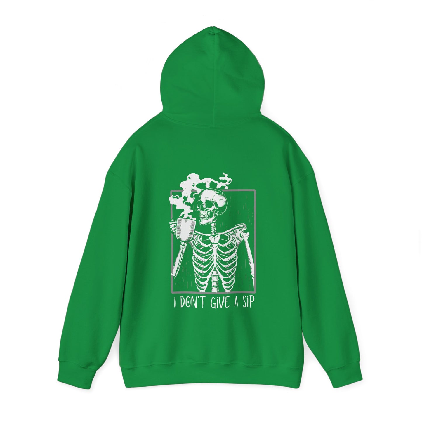 Halloween Skeleton Hoodie, Funny Coffee Drinking Skeleton, Spooky Season Sweater, Trick or Treating Shirt, Warm Halloween Party Hoodie Hoodie Printify