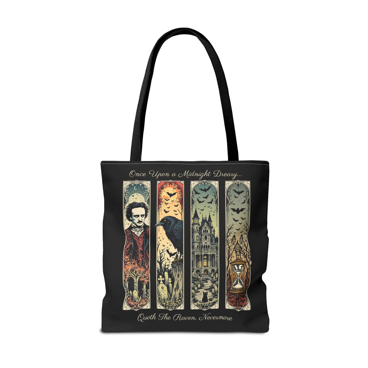 Edgar Allan Poe Tote Bag Gothic Literary Gift for Book Lover Dark Academia Macabre Accessory Halloween Tote Fall School Bag for Poetember Bags Printify