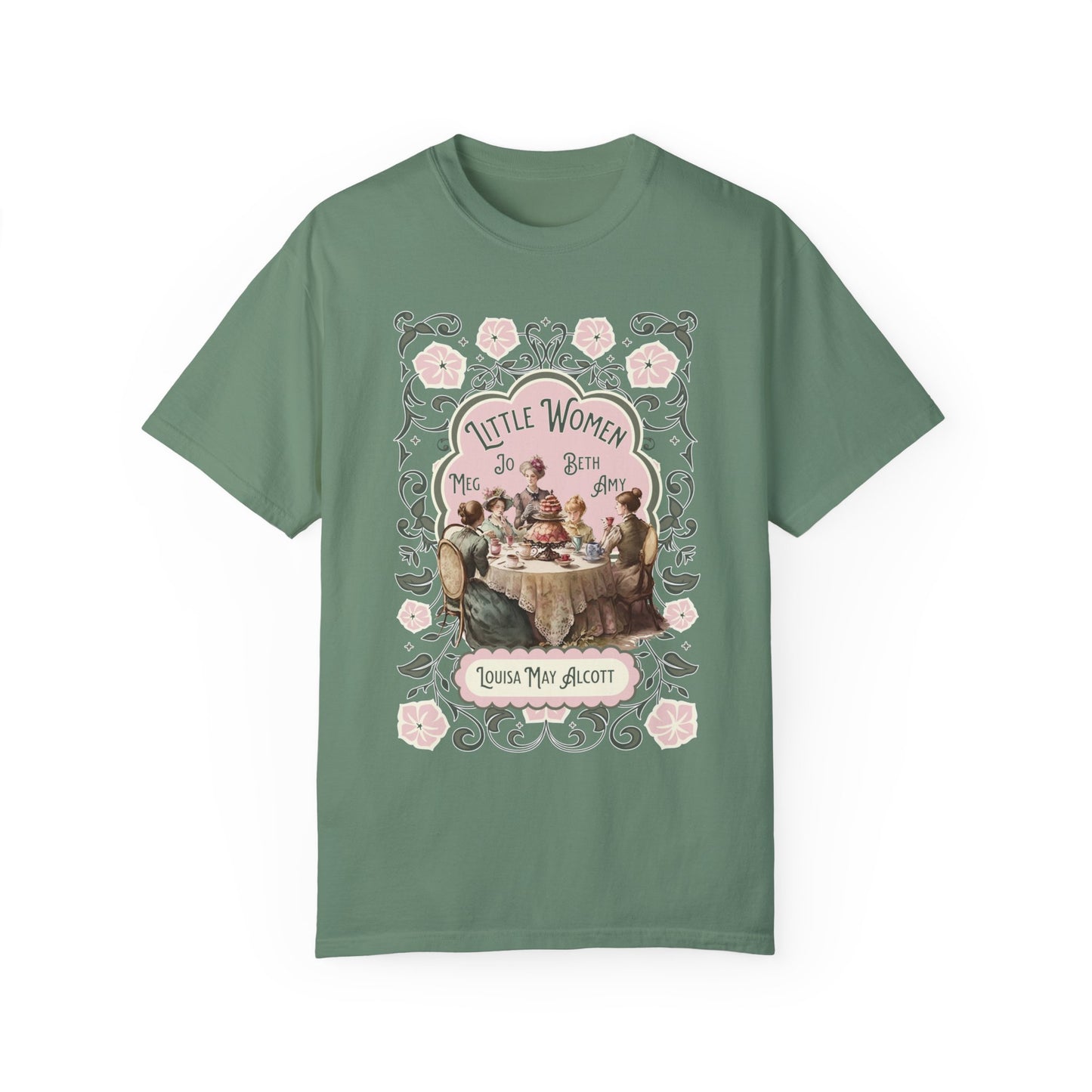 Little Women Comfort Colors T-Shirt, Louisa May Alcott Historical Romance, Bookish Literary Fan Art Tee Gift for Her Bookclub Crewneck Shirt T-Shirt Printify Light Green S